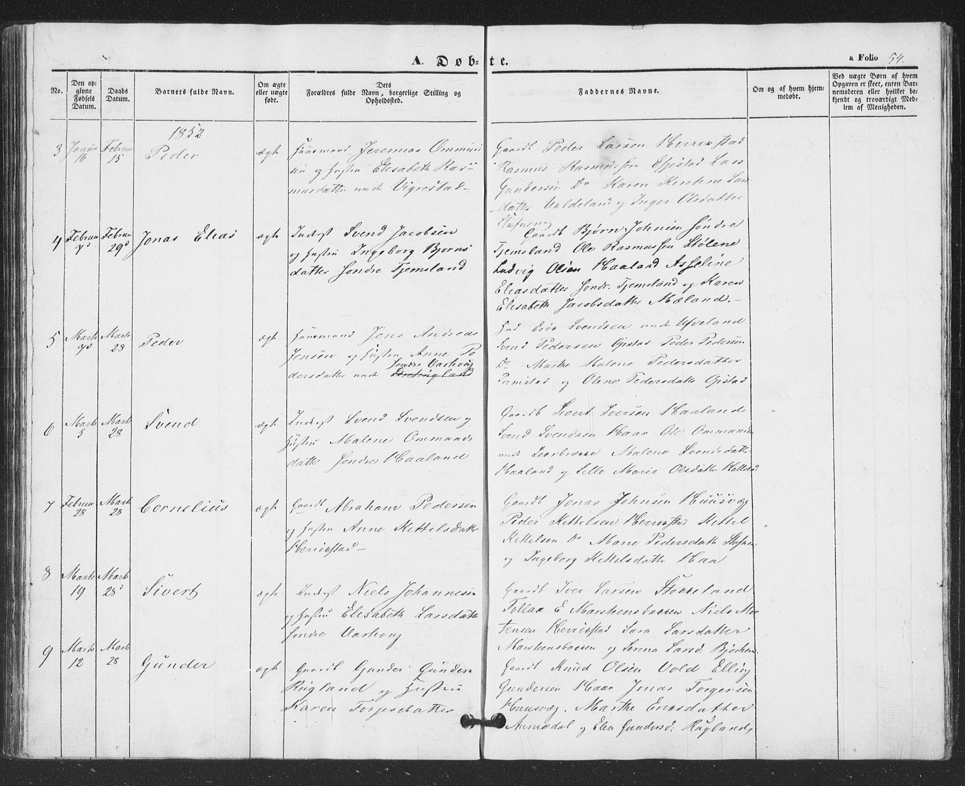 Hå sokneprestkontor, AV/SAST-A-101801/001/30BA/L0007: Ministerialbok nr. A 6, 1842-1855, s. 54