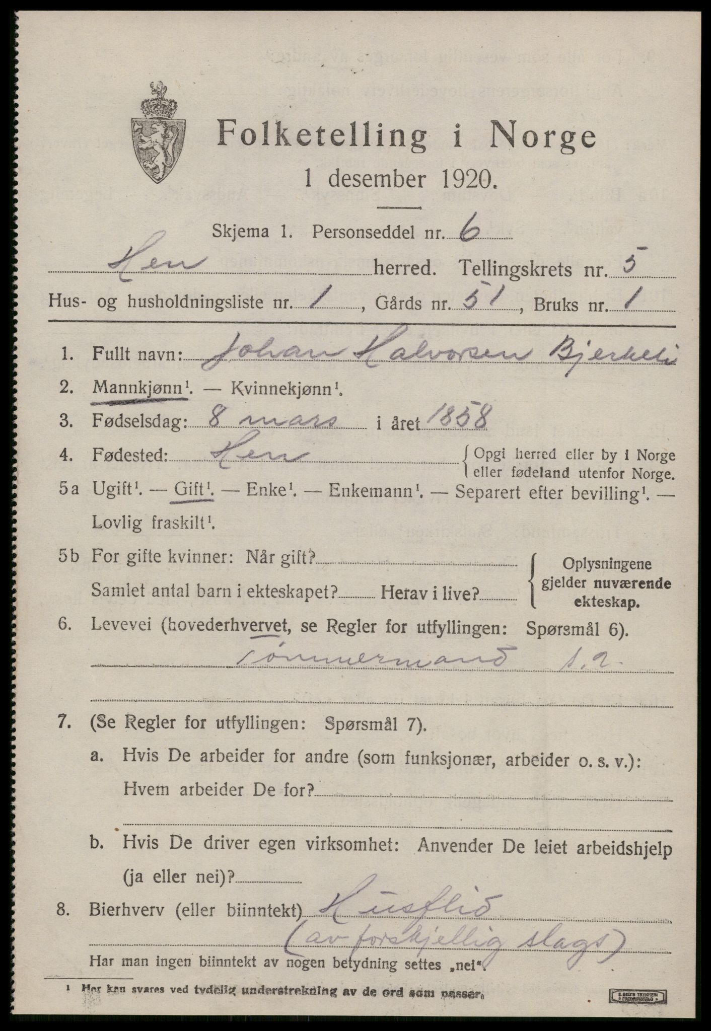 SAT, Folketelling 1920 for 1540 Hen herred, 1920, s. 2334