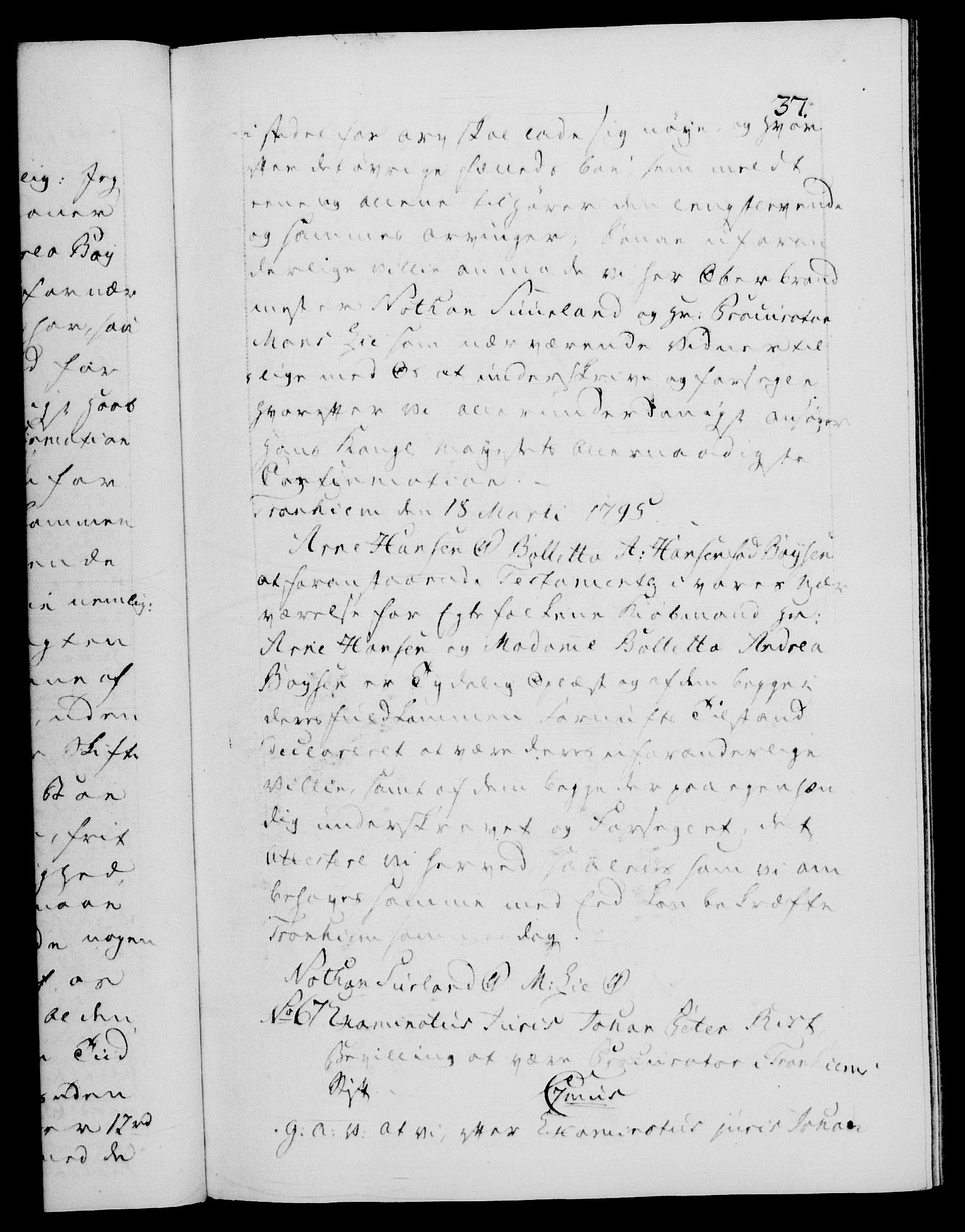 Danske Kanselli 1572-1799, RA/EA-3023/F/Fc/Fca/Fcaa/L0057: Norske registre, 1797, s. 37a