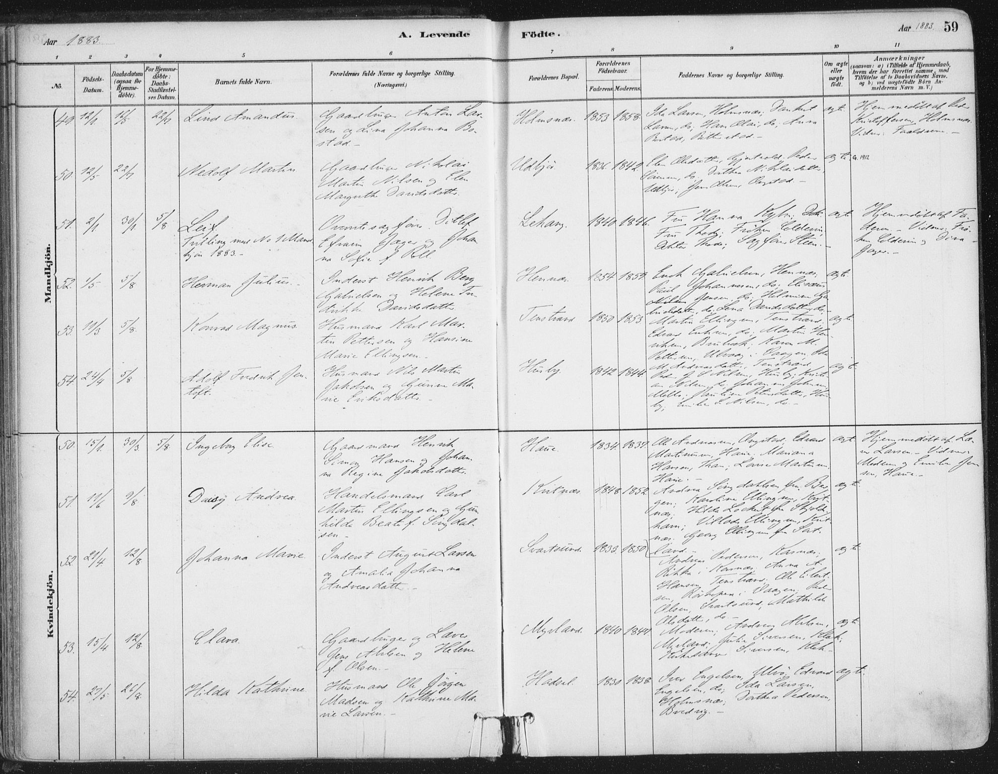 Ministerialprotokoller, klokkerbøker og fødselsregistre - Nordland, AV/SAT-A-1459/888/L1244: Ministerialbok nr. 888A10, 1880-1890, s. 59