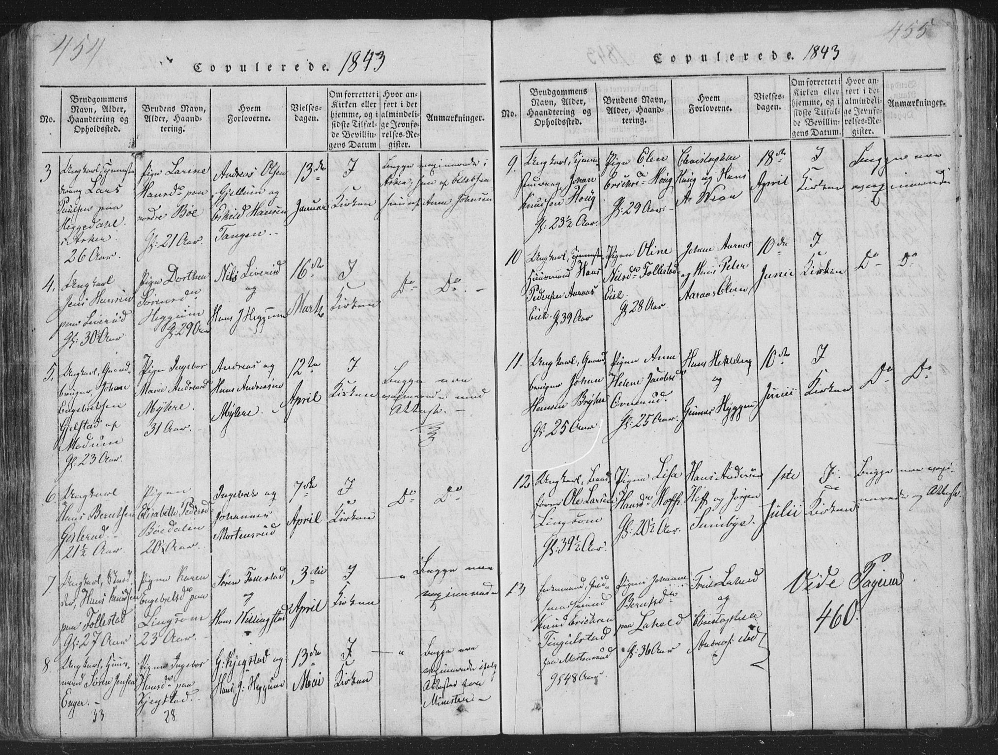 Røyken kirkebøker, AV/SAKO-A-241/G/Ga/L0003: Klokkerbok nr. 3, 1814-1856, s. 454-455