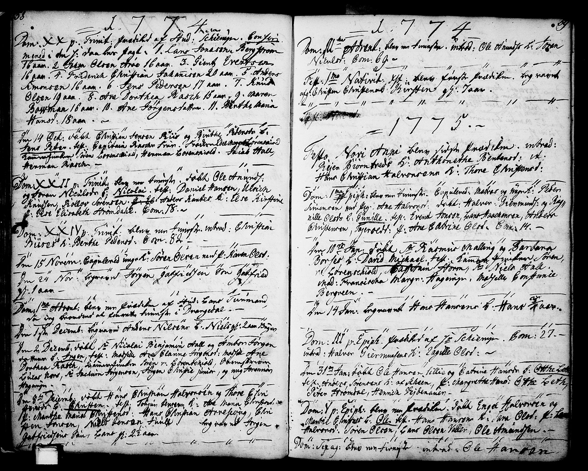 Porsgrunn kirkebøker , AV/SAKO-A-104/F/Fa/L0002: Ministerialbok nr. 2, 1764-1814, s. 58-59
