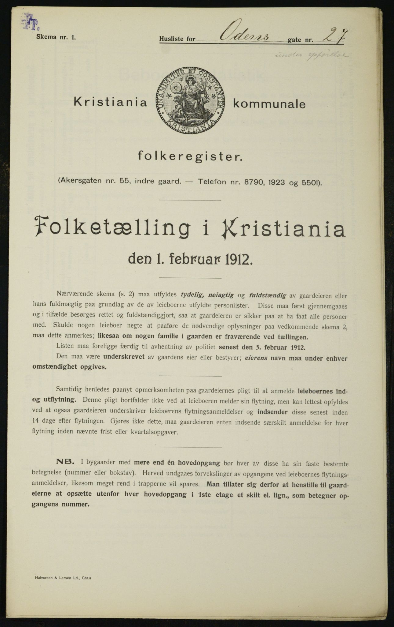 OBA, Kommunal folketelling 1.2.1912 for Kristiania, 1912, s. 75626