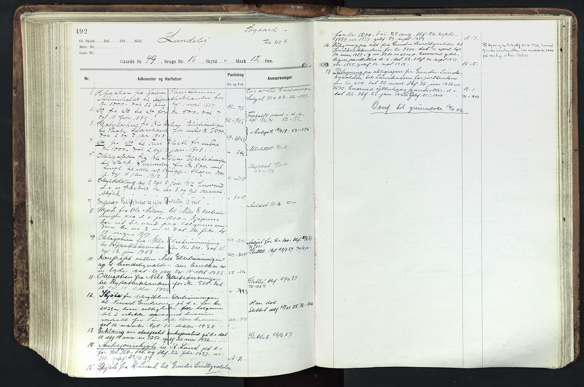 Solør tingrett, AV/SAH-TING-008/H/Ha/Hak/L0003: Panteregister nr. III, 1900-1935, s. 492