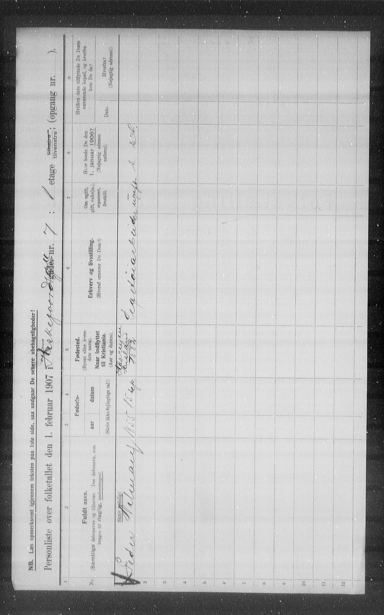 OBA, Kommunal folketelling 1.2.1907 for Kristiania kjøpstad, 1907, s. 25503