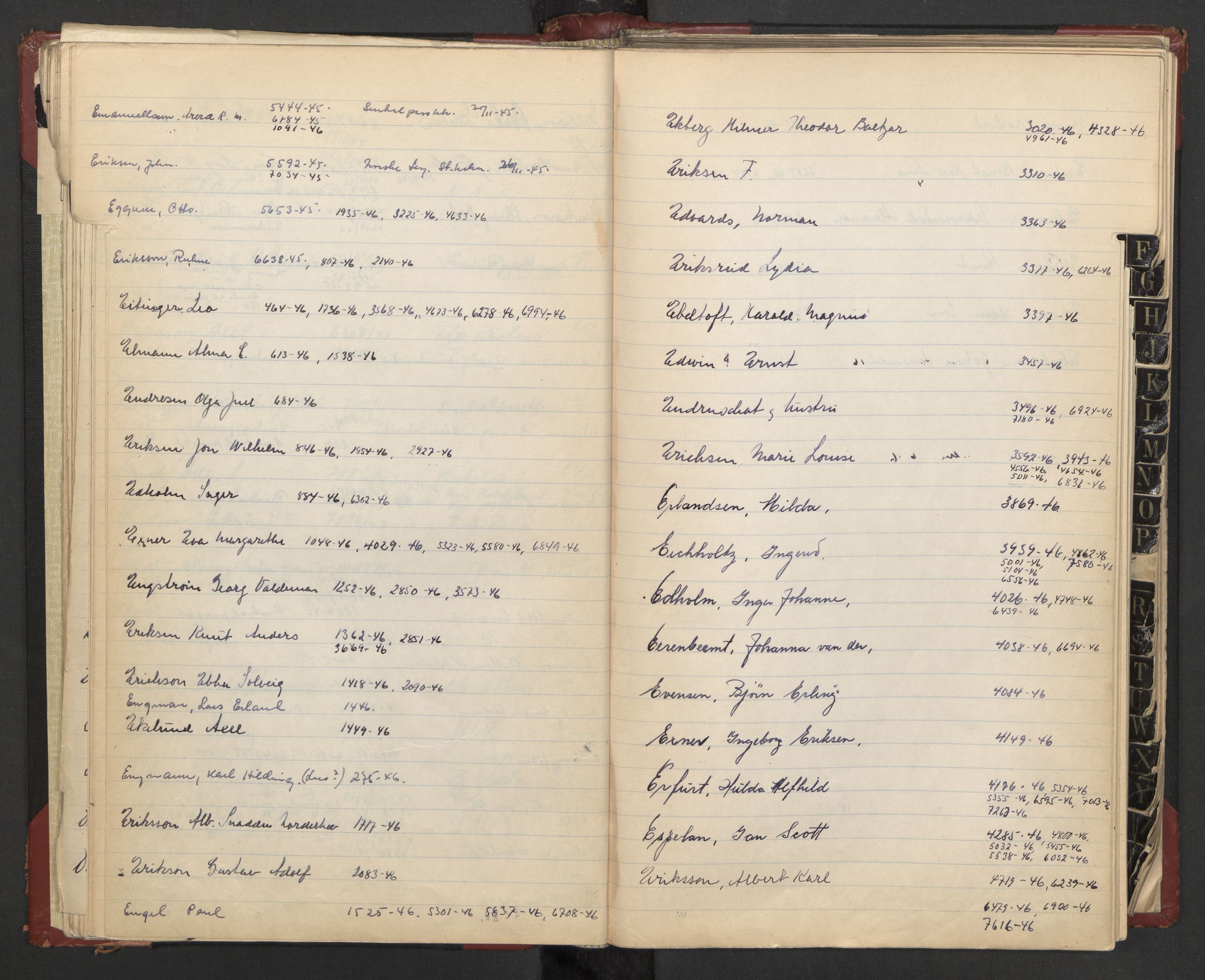Justisdepartementet, 3. politikontor P3, AV/RA-S-1051/C/Cc/L0002: Journalregister over statsborgersaker, 1940-1946, s. 25