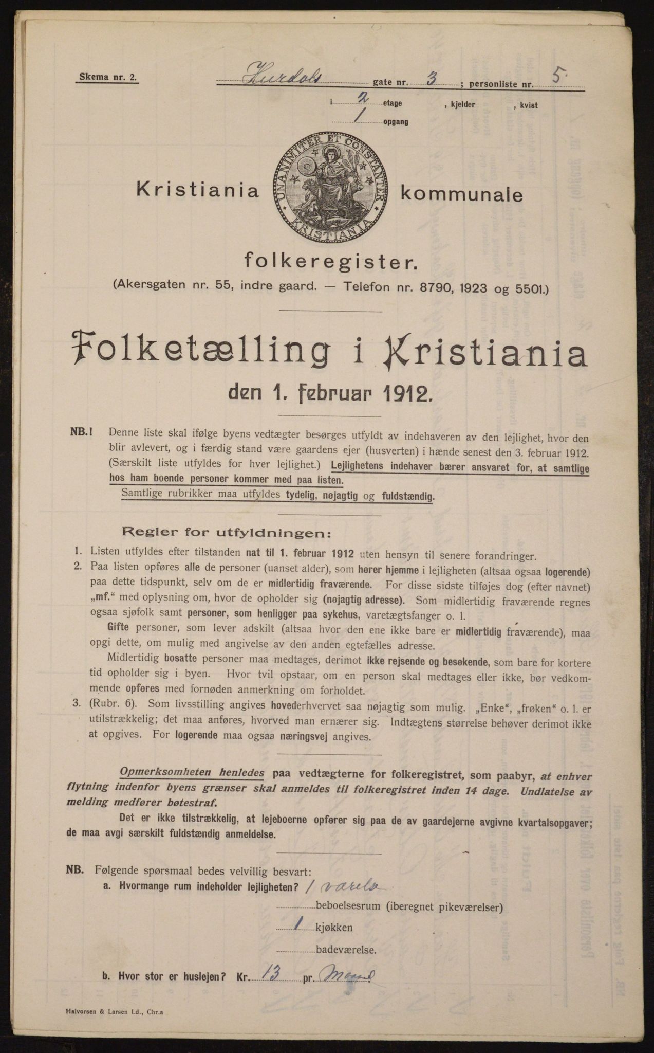 OBA, Kommunal folketelling 1.2.1912 for Kristiania, 1912, s. 42643