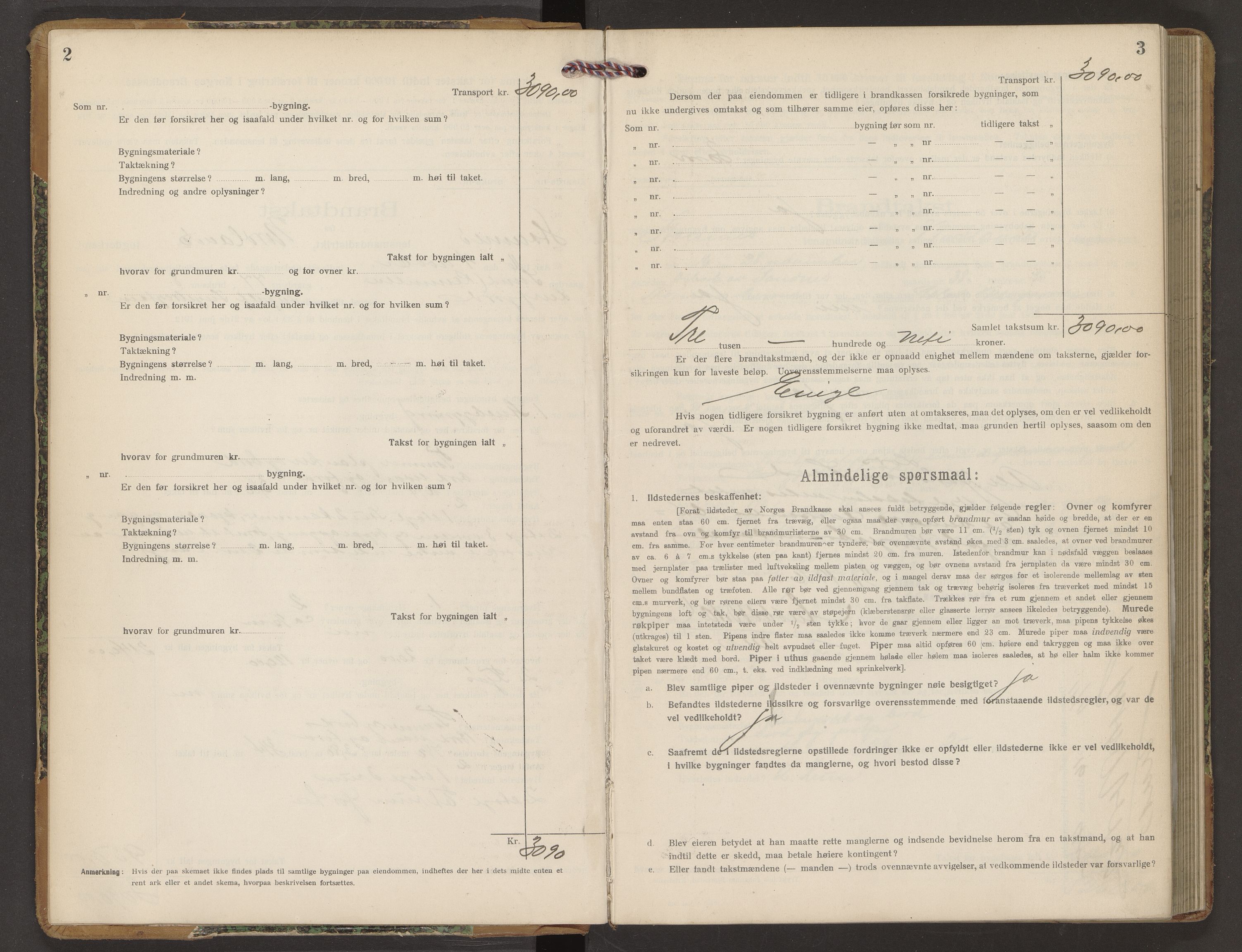 Norges Brannkasse Sandnessjøen (Stamnes), AV/SAT-A-5571/Fb/L0001: Branntakstprotokoll, 1916-1923