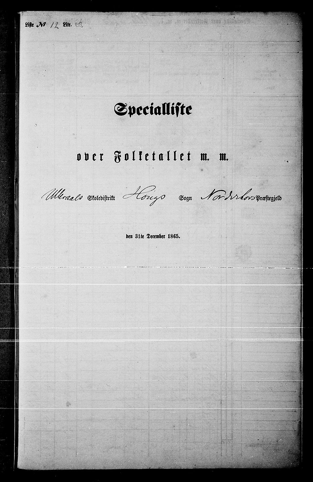 RA, Folketelling 1865 for 0613L Norderhov prestegjeld, Norderhov sokn, Haug sokn og Lunder sokn, 1865, s. 278