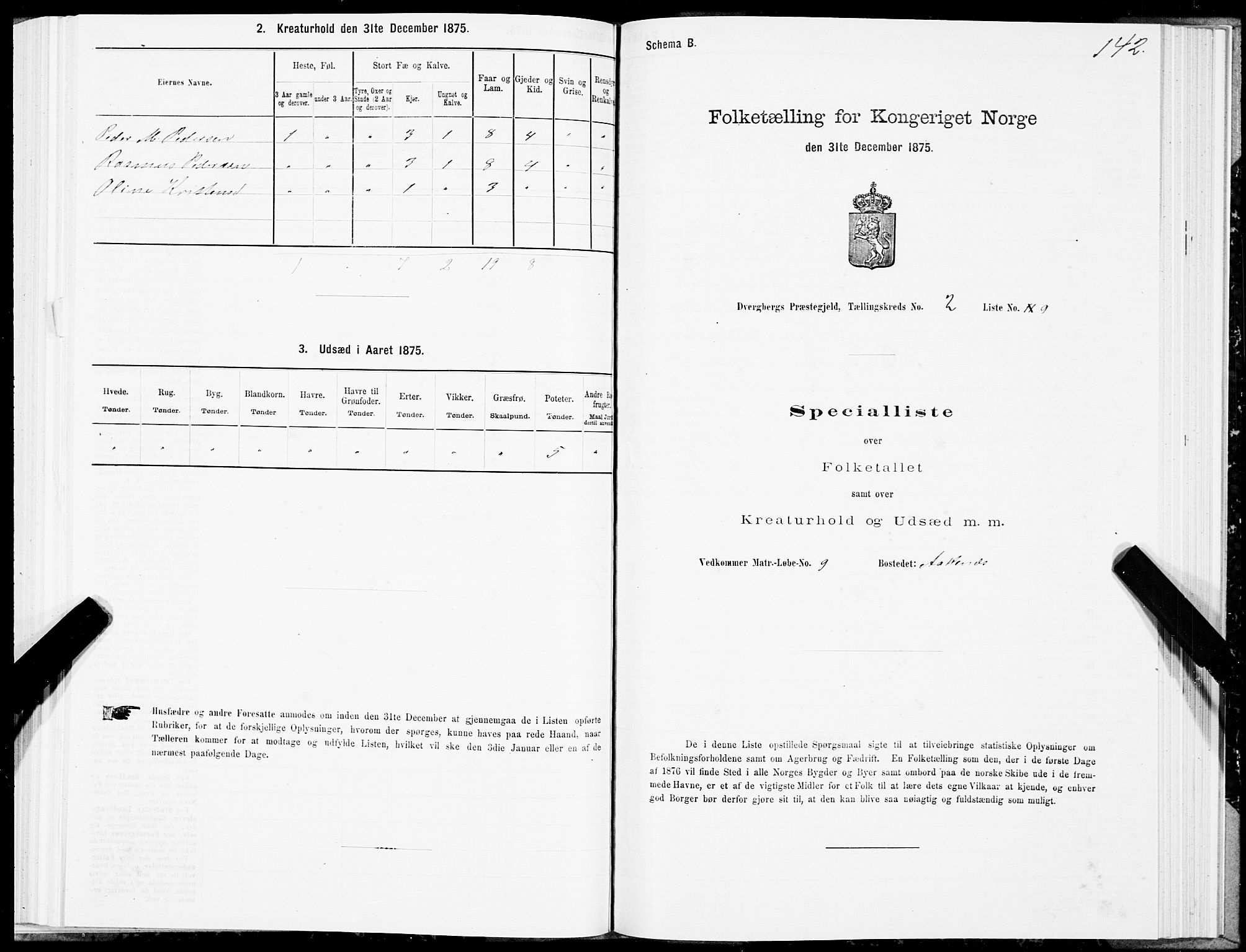 SAT, Folketelling 1875 for 1872P Dverberg prestegjeld, 1875, s. 1142