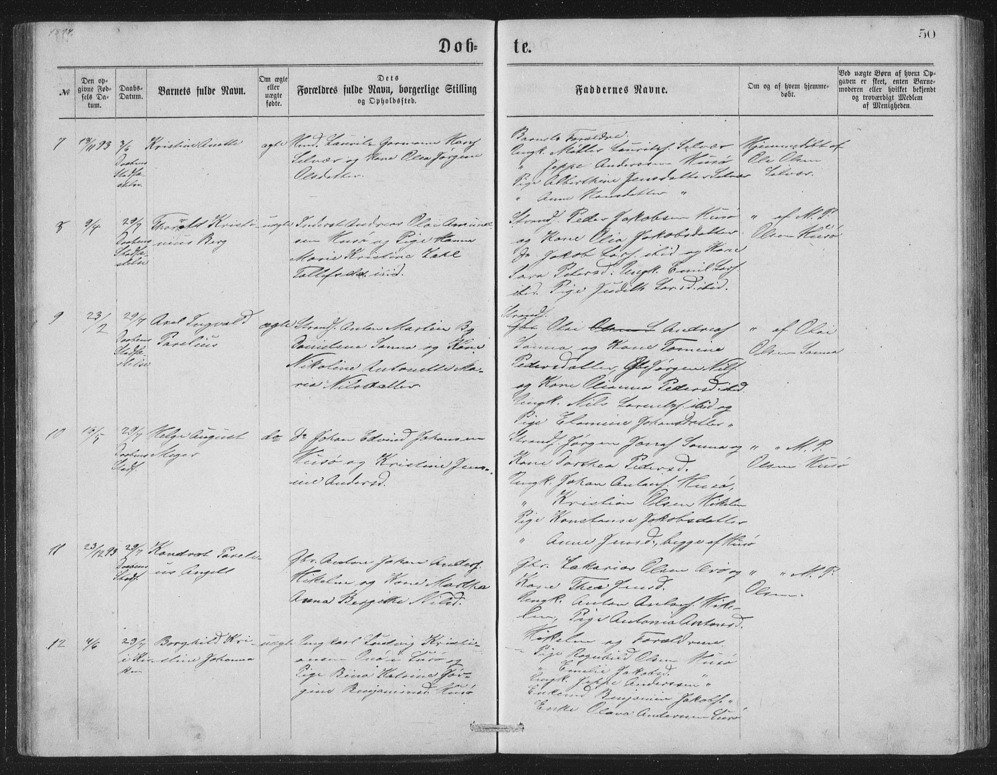 Ministerialprotokoller, klokkerbøker og fødselsregistre - Nordland, AV/SAT-A-1459/840/L0582: Klokkerbok nr. 840C02, 1874-1900, s. 50