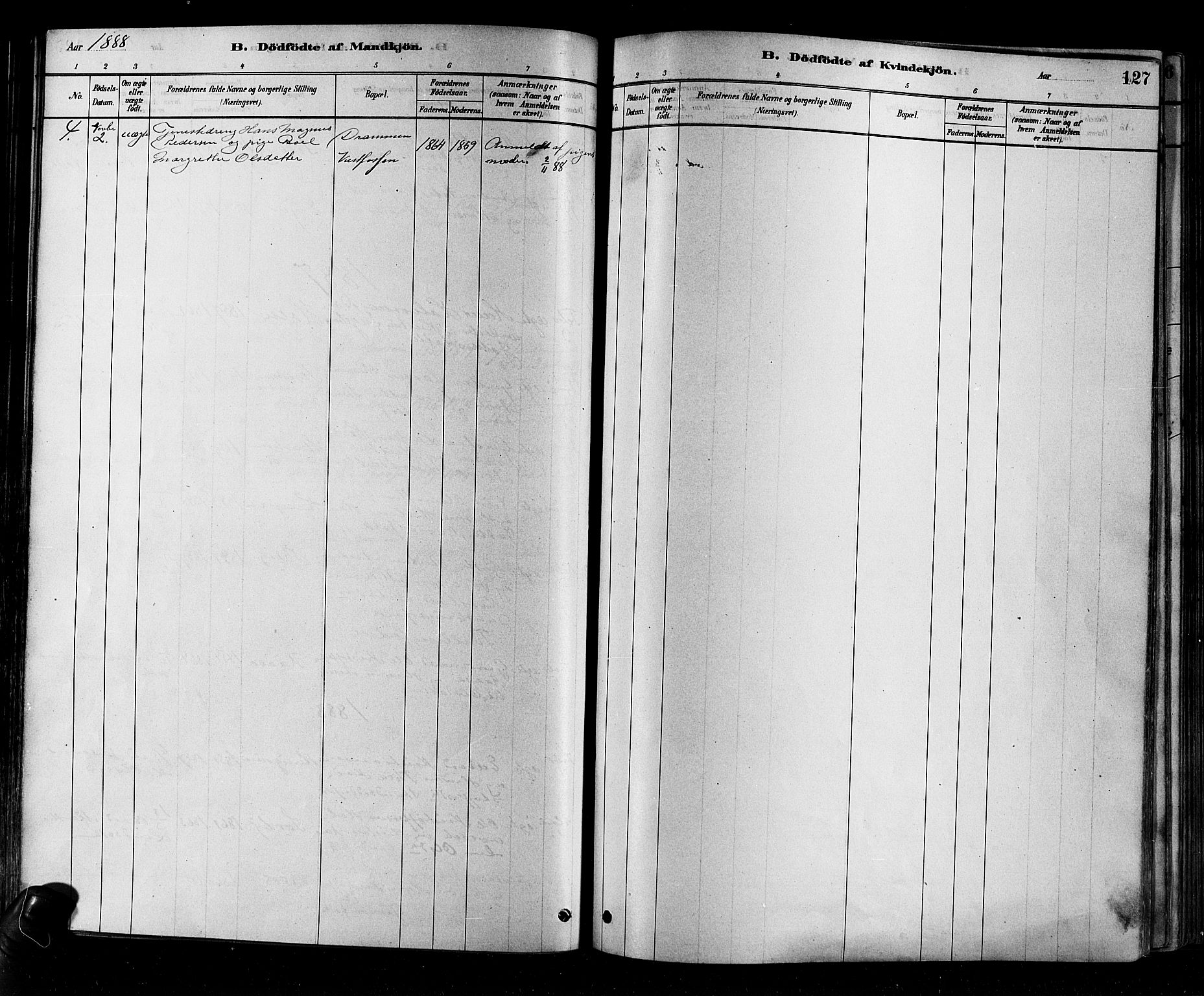 Eiker kirkebøker, AV/SAKO-A-4/F/Fb/L0001: Ministerialbok nr. II 1, 1878-1888, s. 127