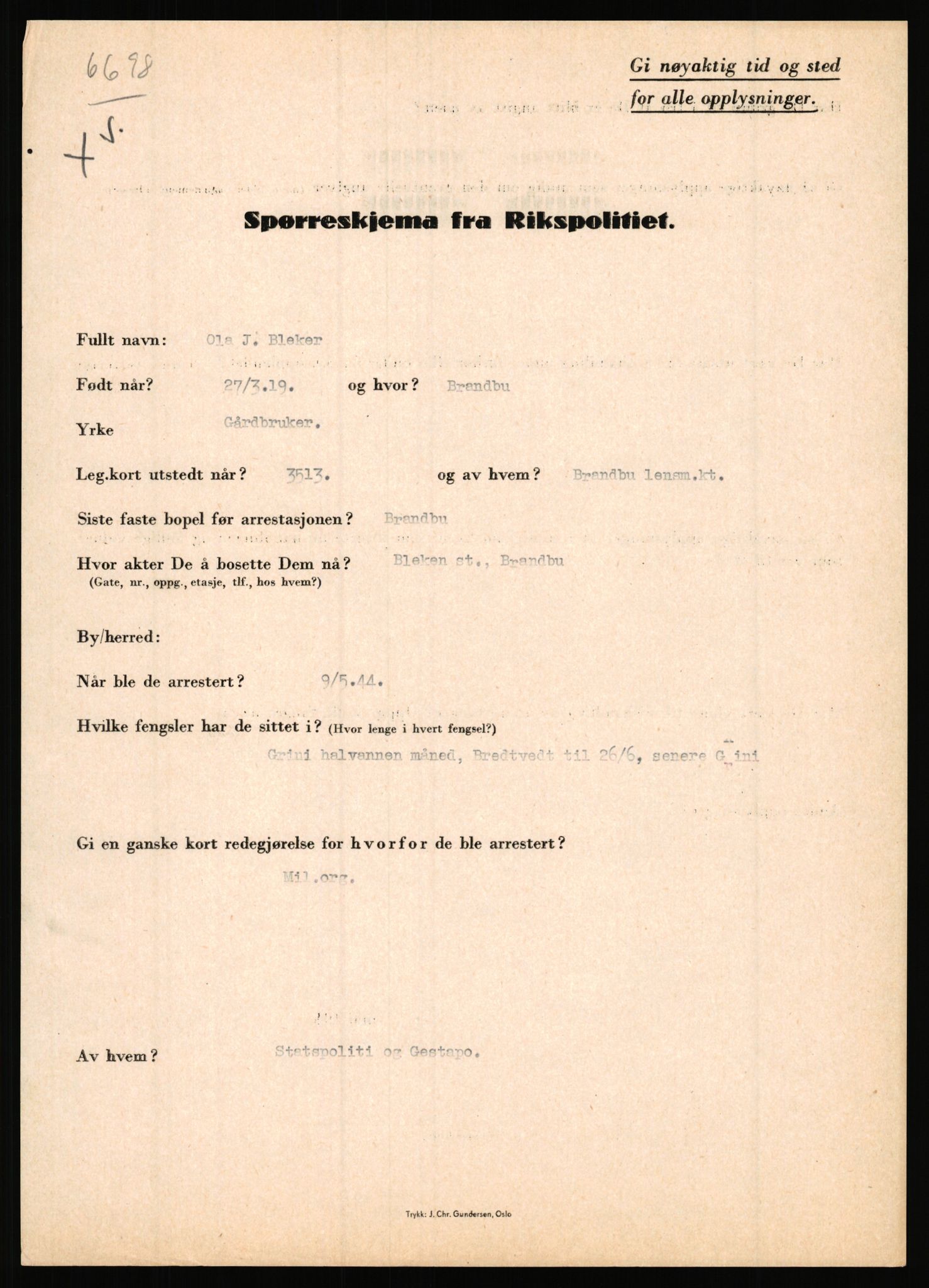 Rikspolitisjefen, AV/RA-S-1560/L/L0002: Berg, Alf - Bråthen, Thorleif, 1940-1945, s. 639