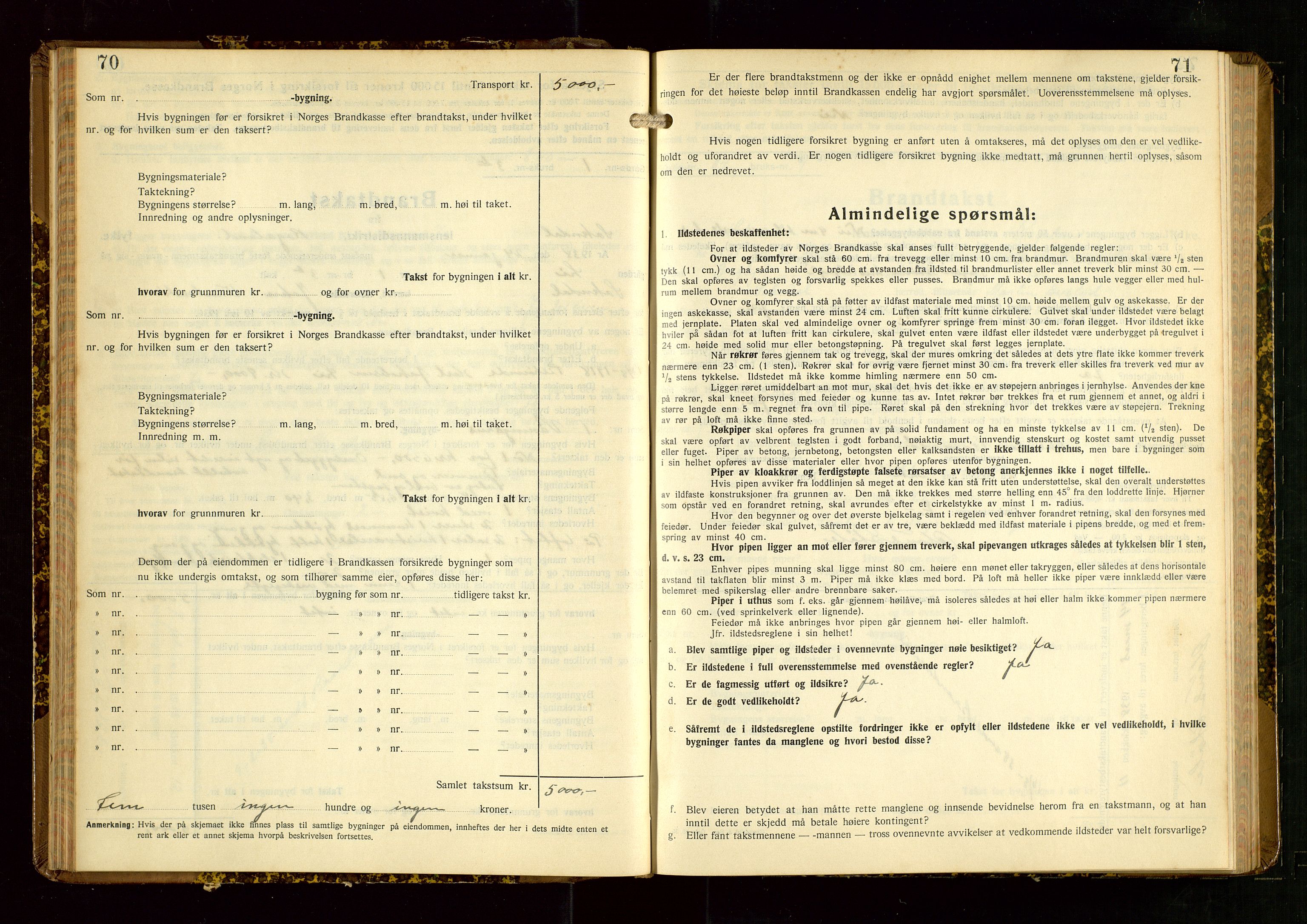 Sokndal lensmannskontor, AV/SAST-A-100417/Gob/L0008: "Brandtakst-Protokoll", 1937-1955, s. 70-71