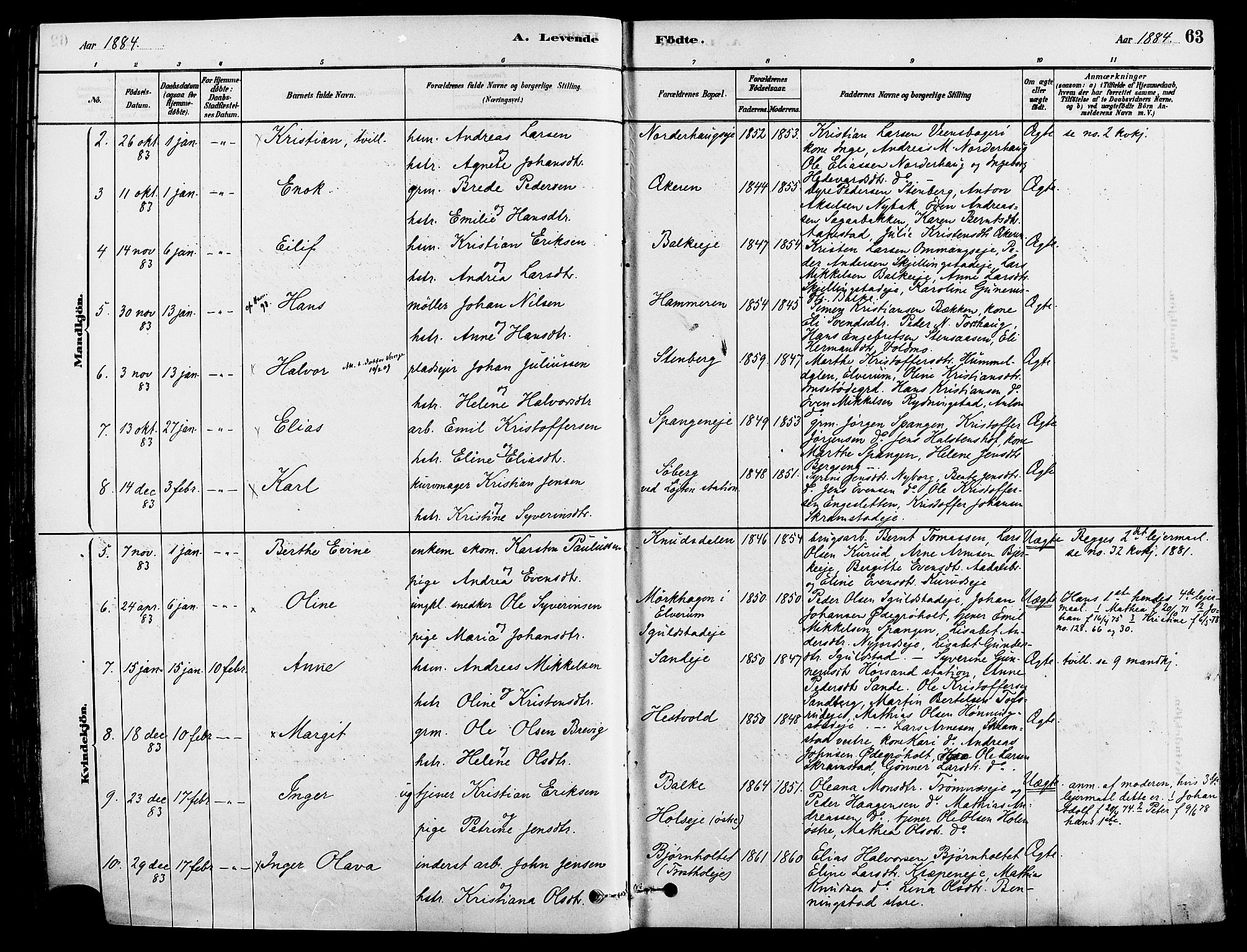 Løten prestekontor, AV/SAH-PREST-022/K/Ka/L0009: Ministerialbok nr. 9, 1878-1891, s. 63