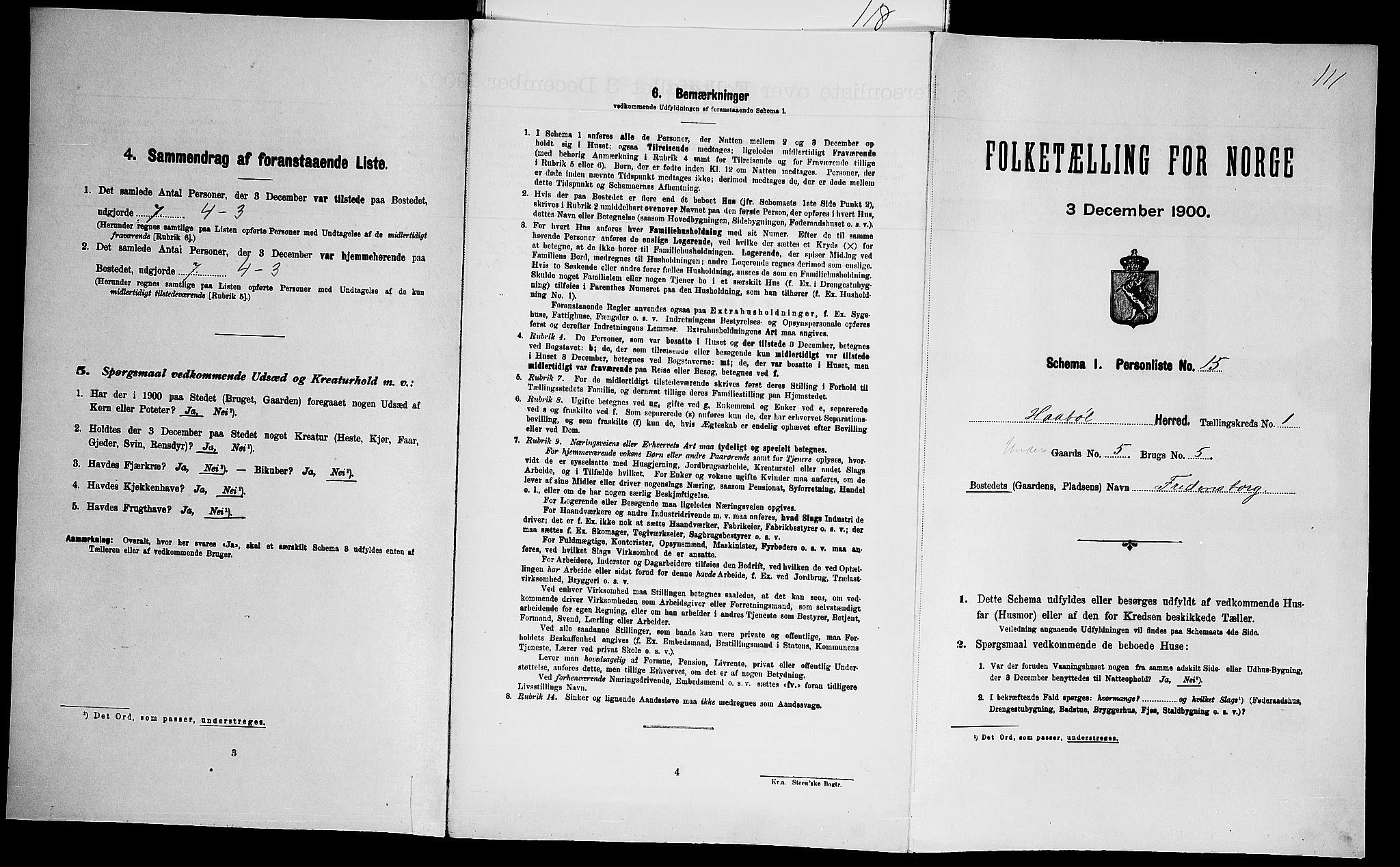 SAO, Folketelling 1900 for 0138 Hobøl herred, 1900