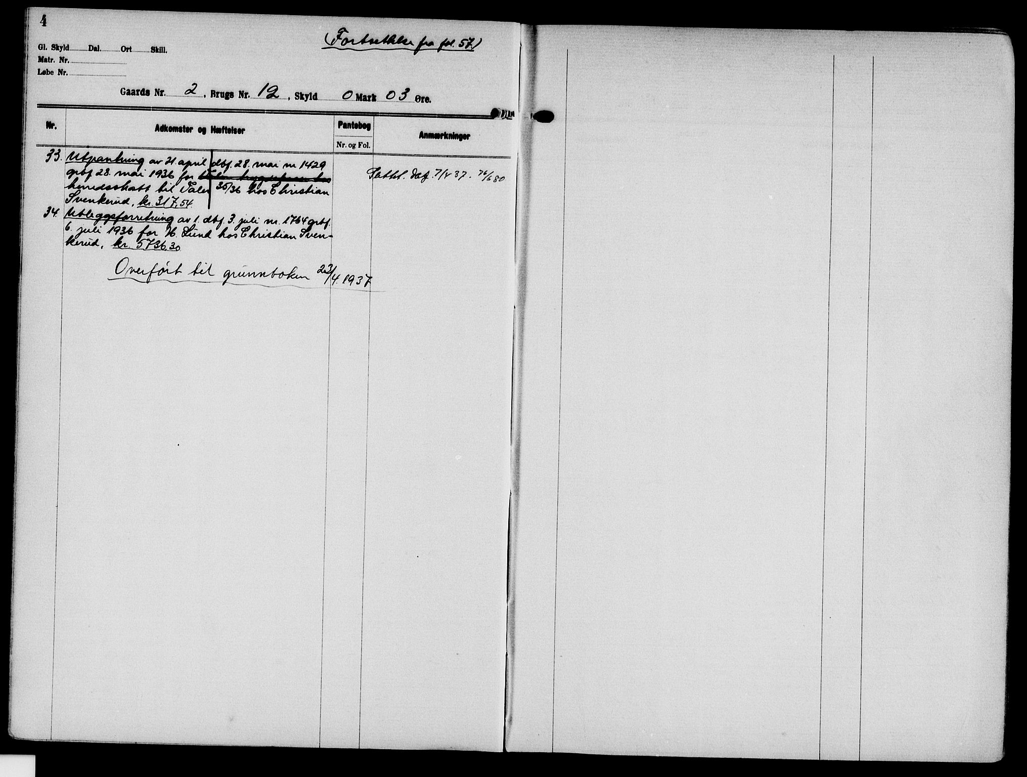 Solør tingrett, AV/SAH-TING-008/H/Ha/Hak/L0001: Panteregister nr. I, 1900-1935, s. 4