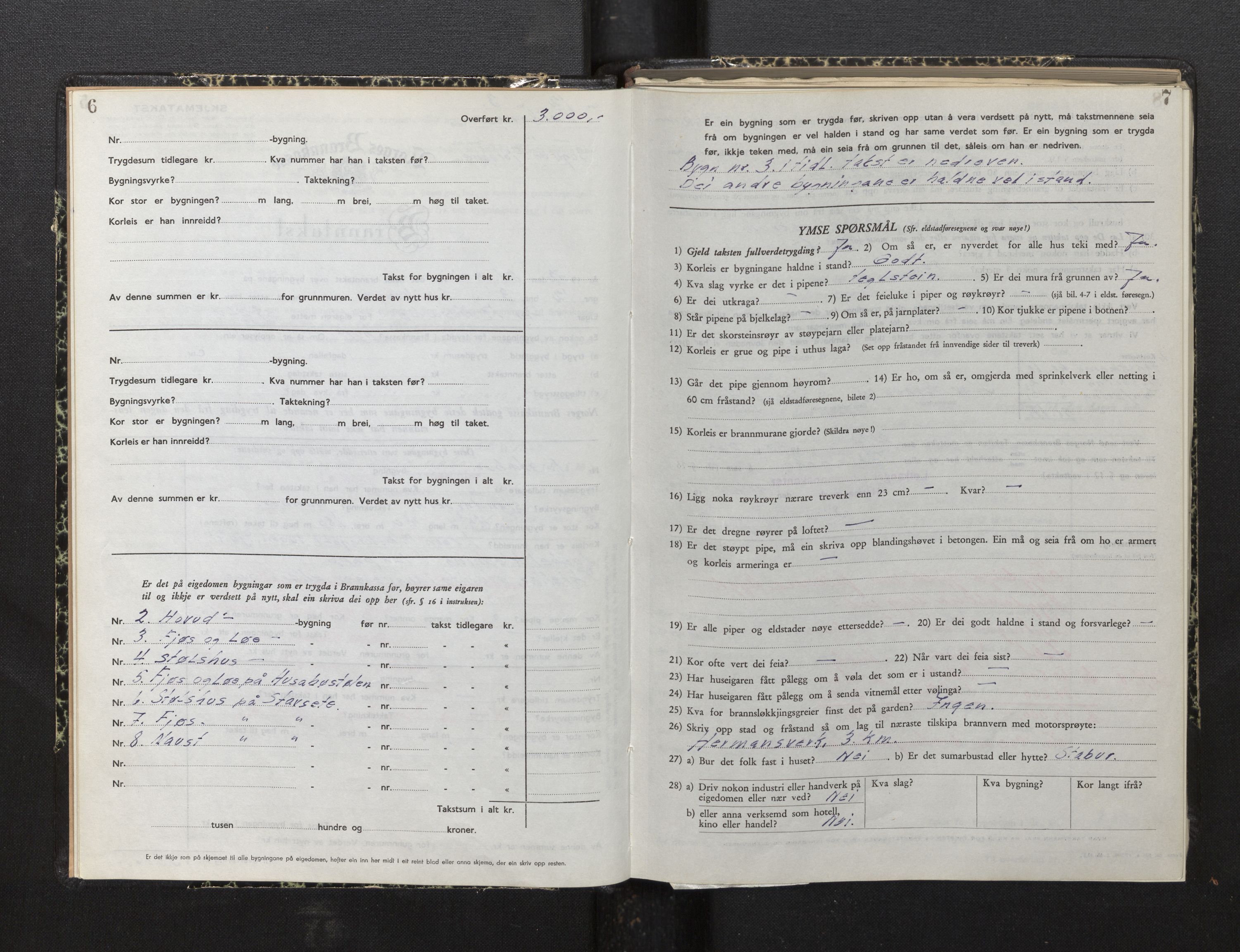Lensmannen i Leikanger, AV/SAB-A-29201/0012/L0010: Branntakstprotokoll, skjematakst, 1952-1955, s. 6-7