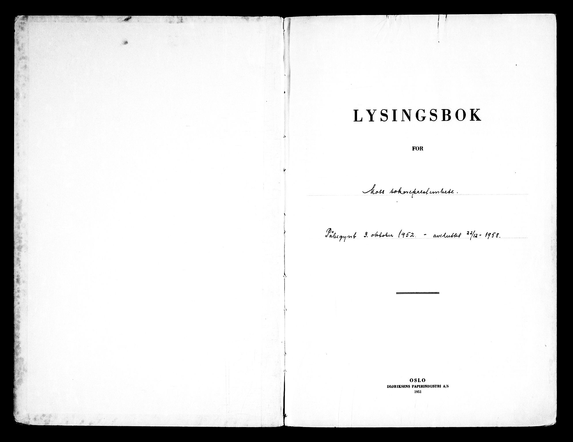 Moss prestekontor Kirkebøker, SAO/A-2003/H/Ha/L0006: Lysningsprotokoll nr. 6, 1952-1958