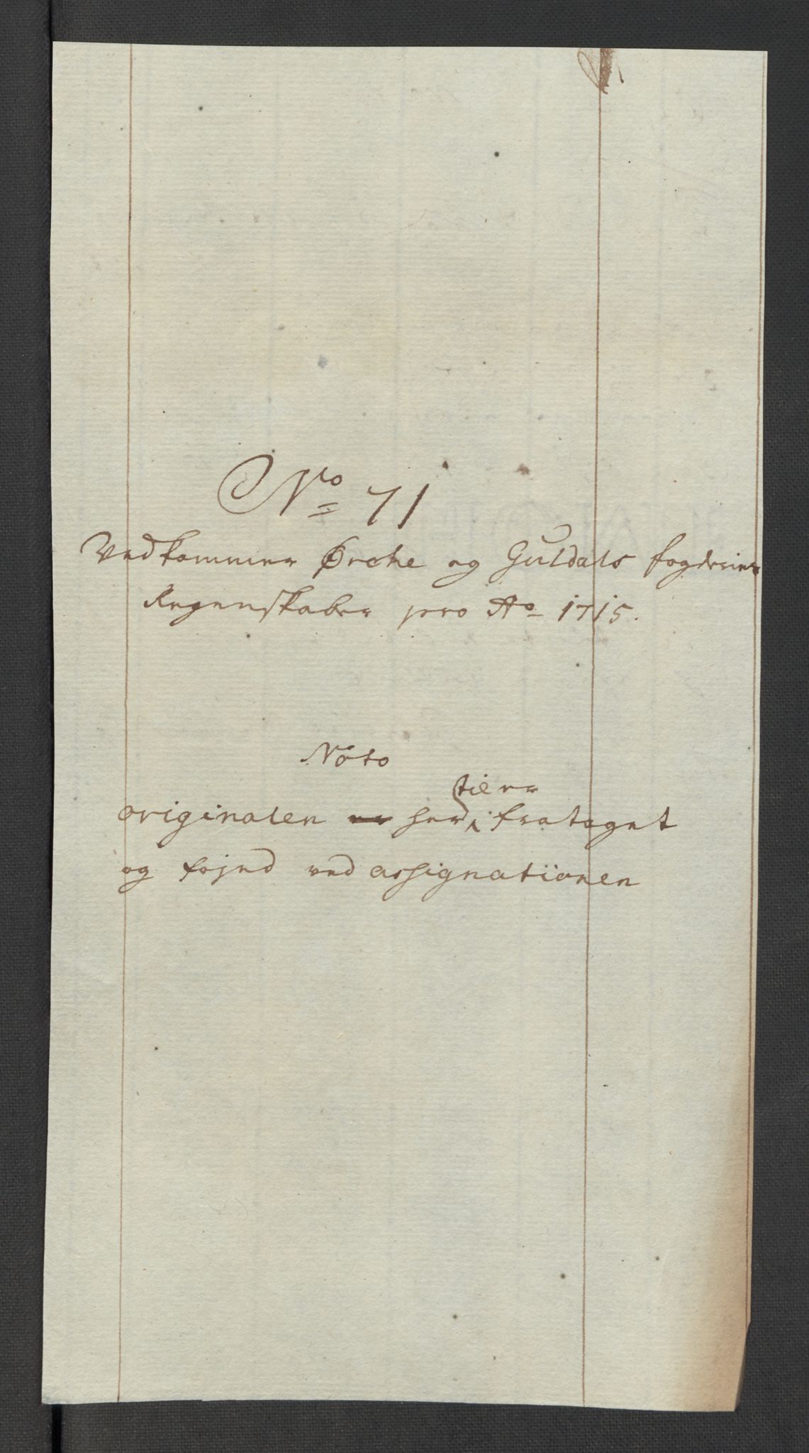 Rentekammeret inntil 1814, Reviderte regnskaper, Fogderegnskap, RA/EA-4092/R60/L3966: Fogderegnskap Orkdal og Gauldal, 1715, s. 494