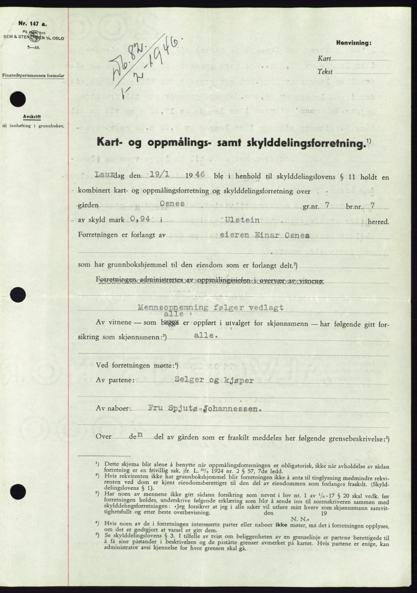 Søre Sunnmøre sorenskriveri, SAT/A-4122/1/2/2C/L0077: Pantebok nr. 3A, 1945-1946, Dagboknr: 82/1946