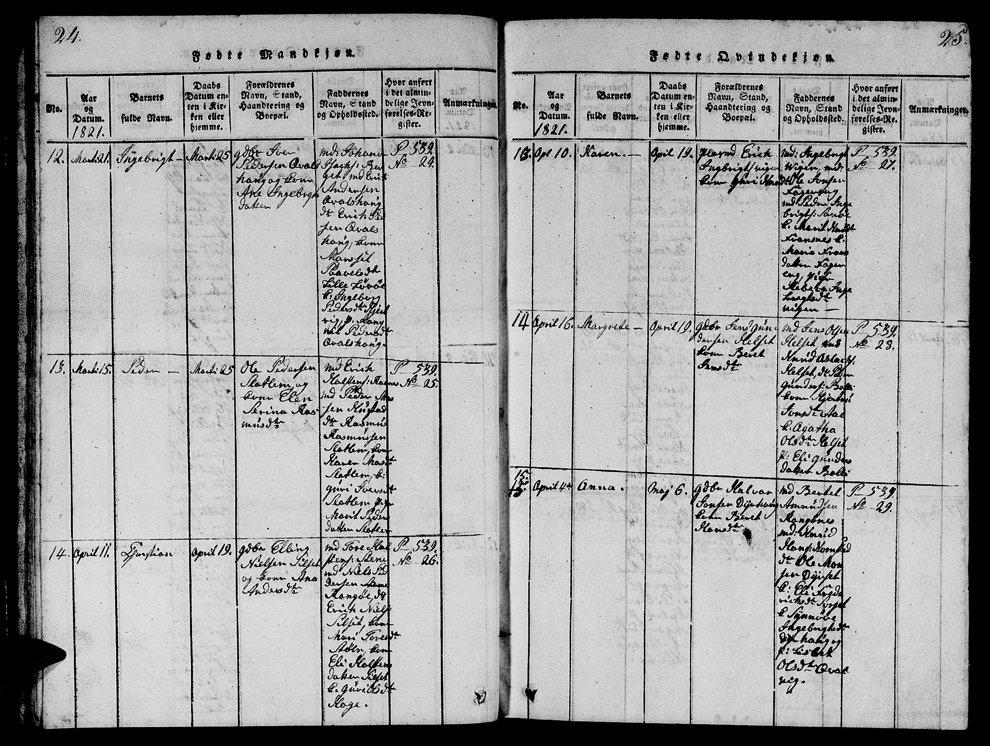 Ministerialprotokoller, klokkerbøker og fødselsregistre - Møre og Romsdal, AV/SAT-A-1454/570/L0831: Ministerialbok nr. 570A05, 1819-1829, s. 24-25