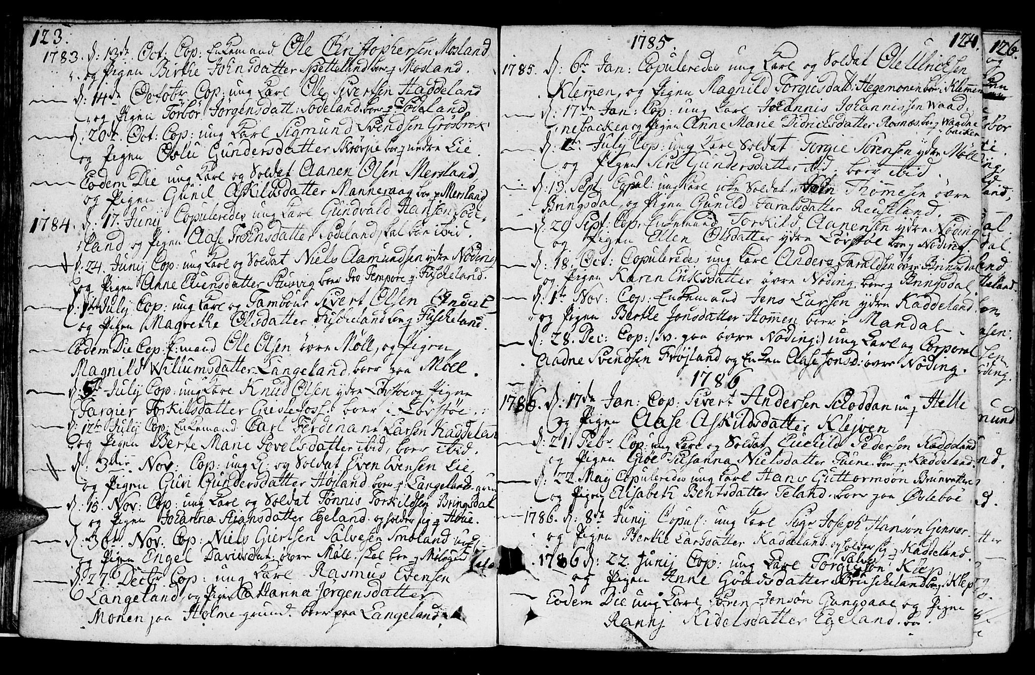 Holum sokneprestkontor, AV/SAK-1111-0022/F/Fa/Faa/L0003: Ministerialbok nr. A 3, 1780-1821, s. 123-124