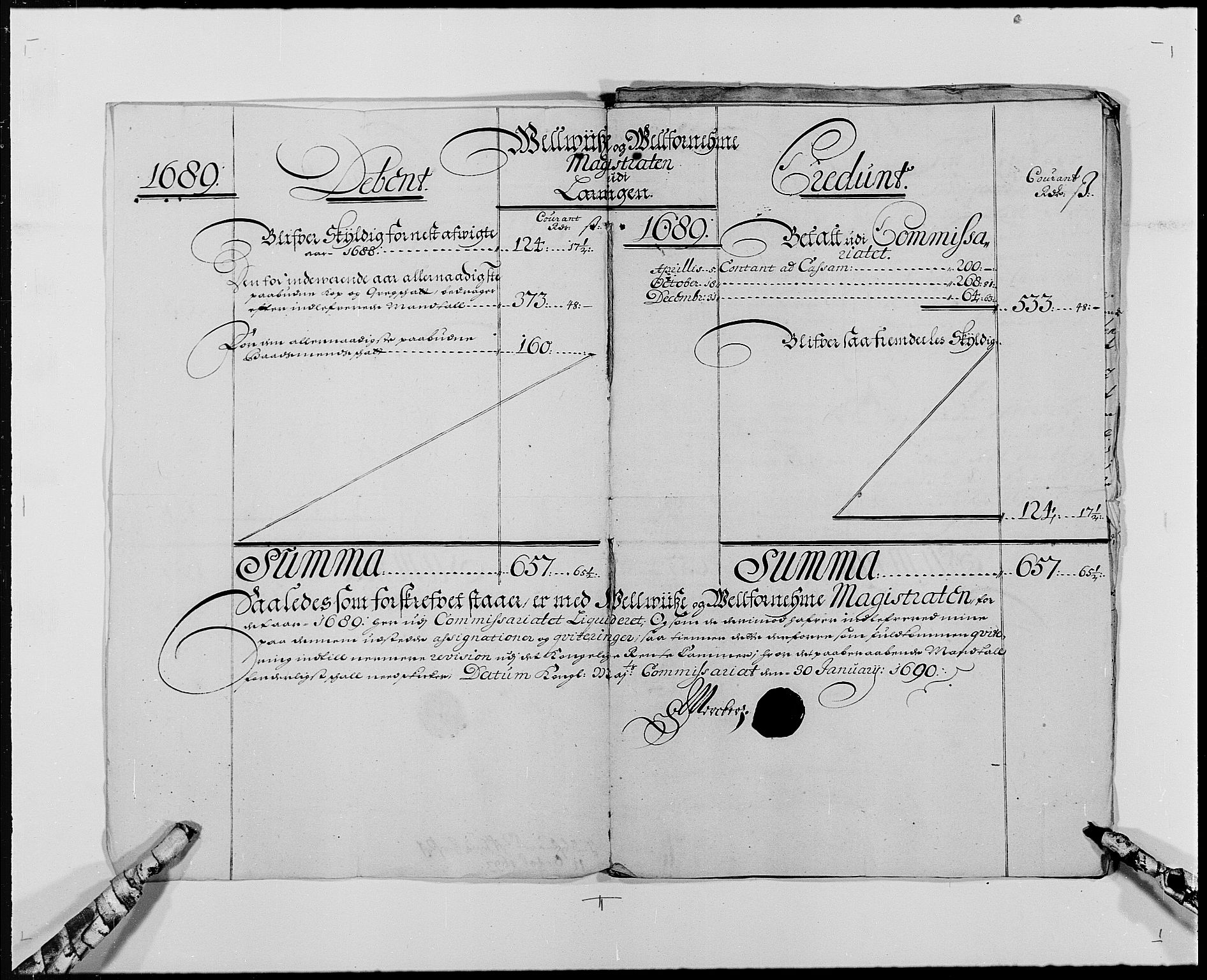 Rentekammeret inntil 1814, Reviderte regnskaper, Byregnskaper, AV/RA-EA-4066/R/Ri/L0177: [I1] Kontribusjonsregnskap, 1675-1689, s. 554
