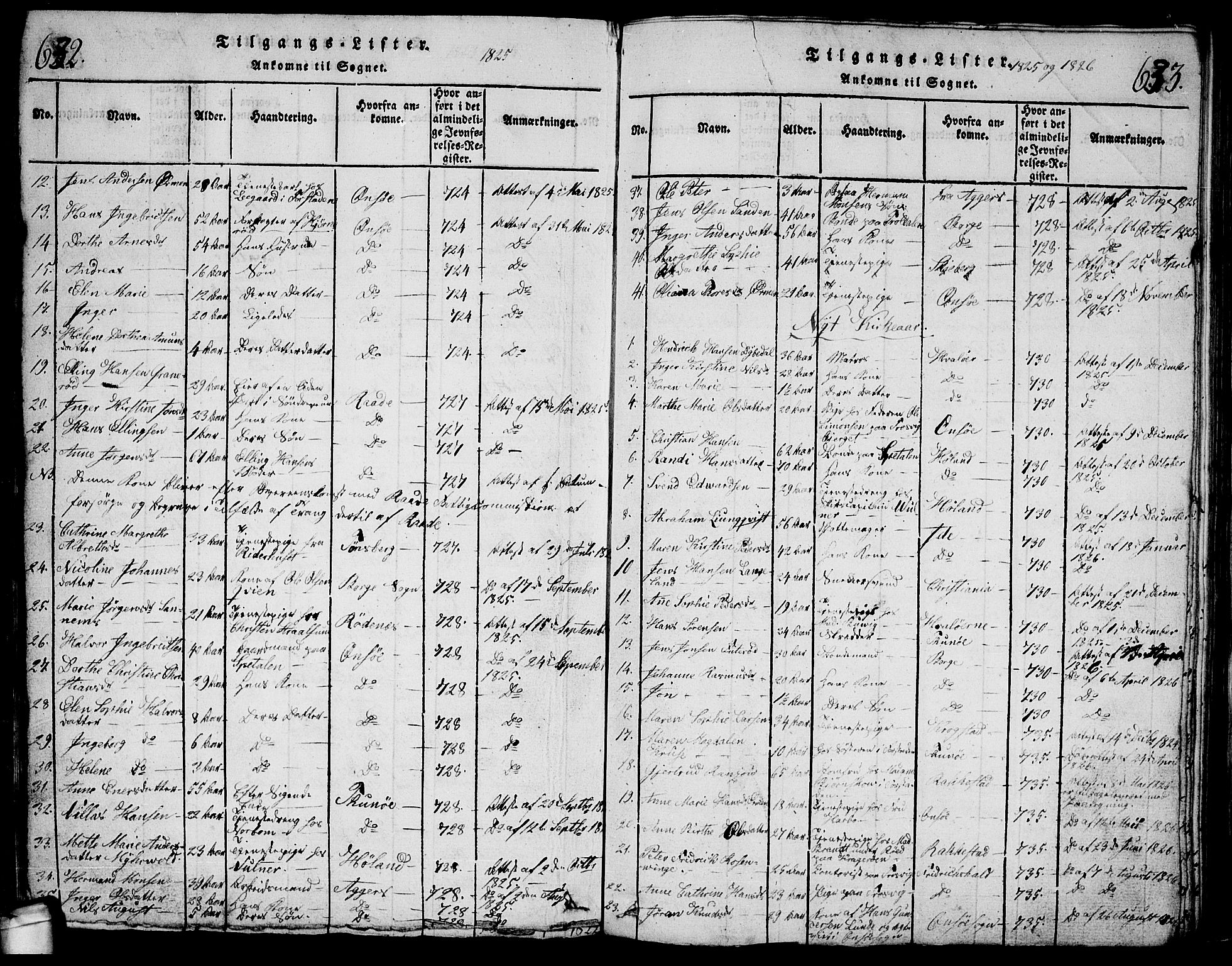 Glemmen prestekontor Kirkebøker, AV/SAO-A-10908/G/Ga/L0001: Klokkerbok nr. 1, 1816-1838, s. 632-633