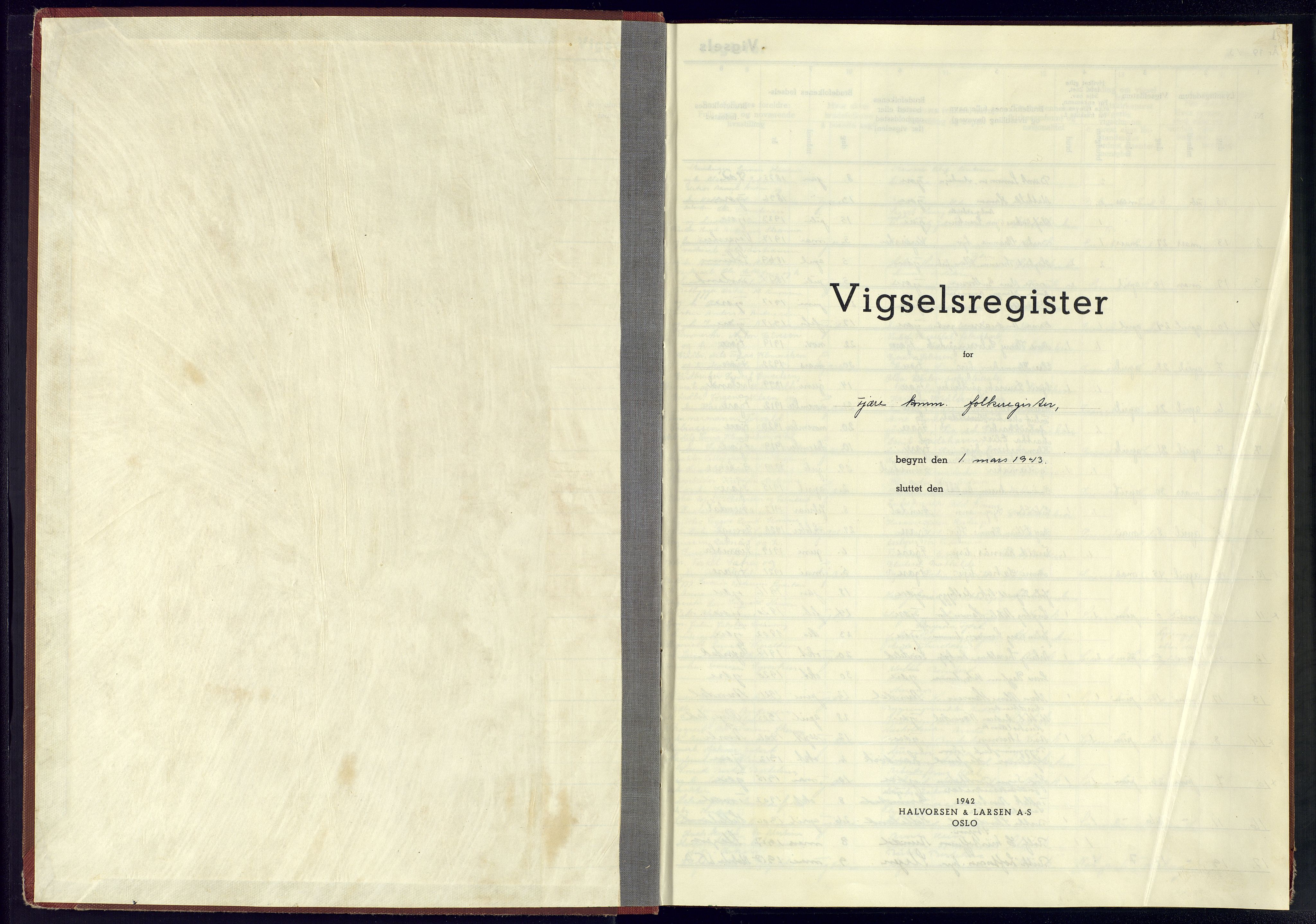 Fjære sokneprestkontor, SAK/1111-0011/J/Je/L0002: Vigselsregister nr. 2, 1943-1945