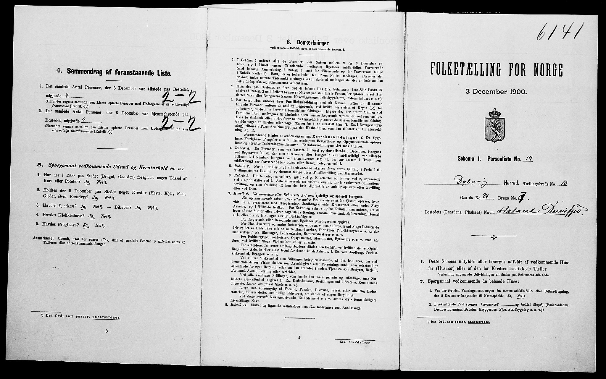 SAK, Folketelling 1900 for 0915 Dypvåg herred, 1900, s. 1098