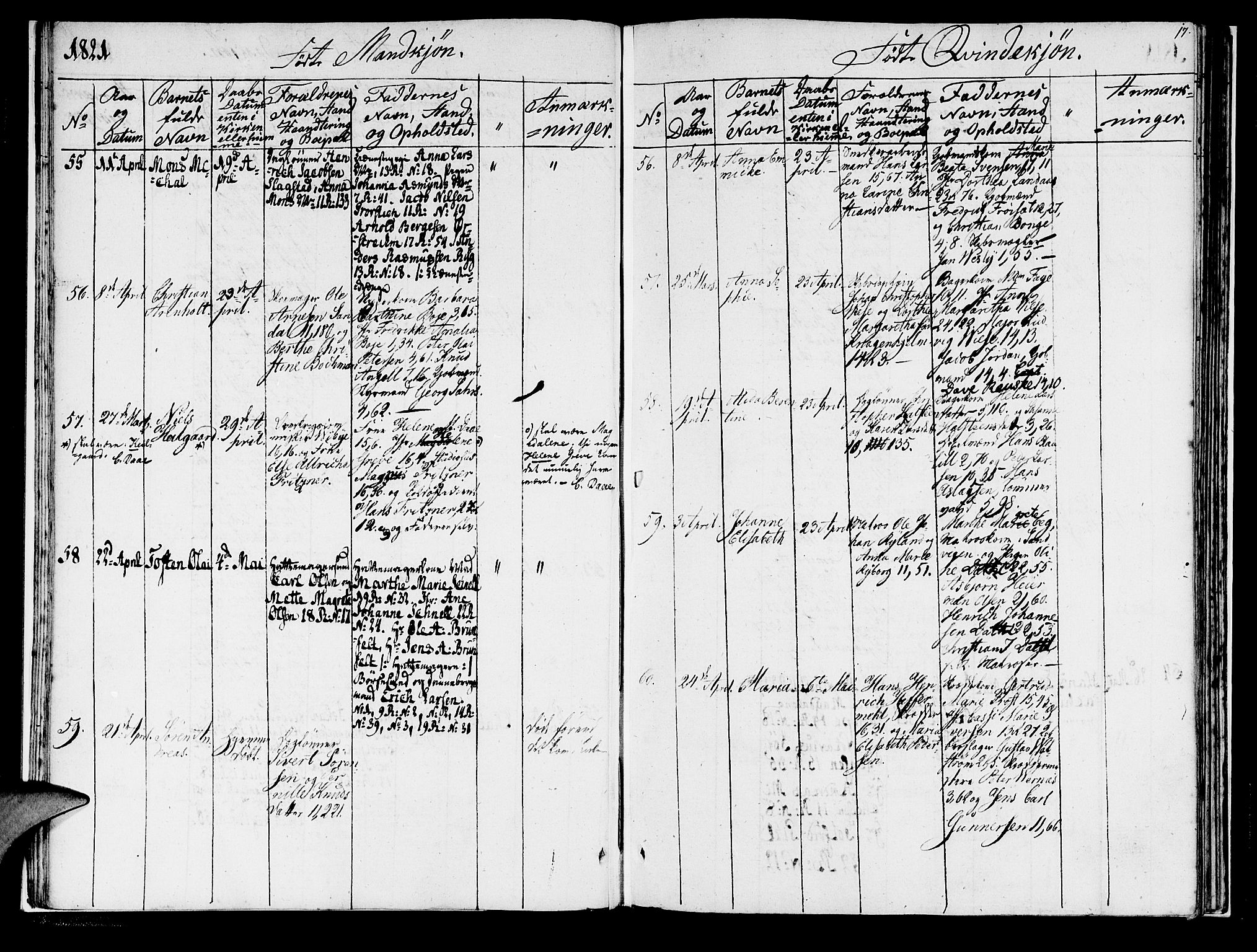 Domkirken sokneprestembete, AV/SAB-A-74801/H/Haa/L0011: Ministerialbok nr. A 11, 1820-1821, s. 17