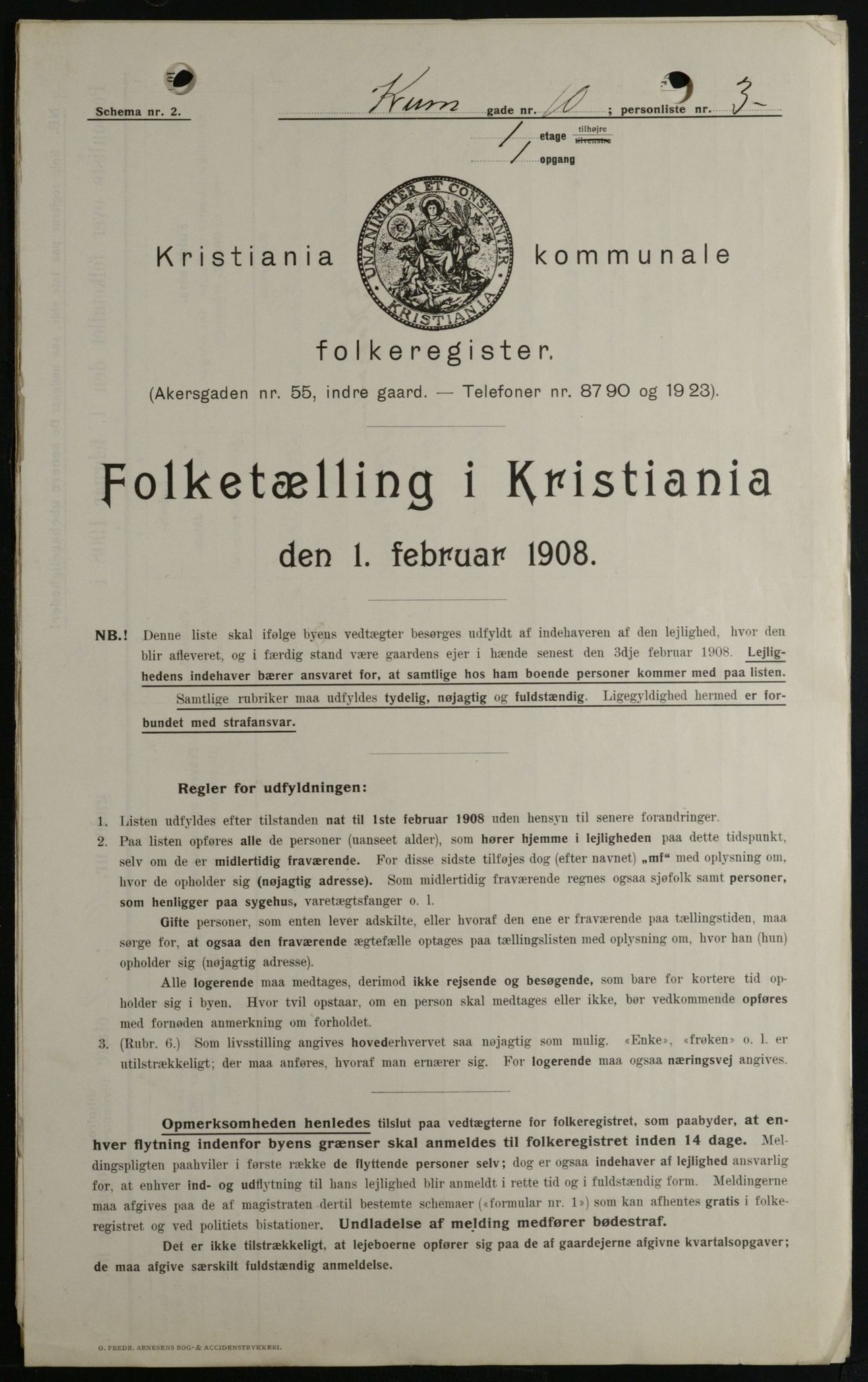 OBA, Kommunal folketelling 1.2.1908 for Kristiania kjøpstad, 1908, s. 49264