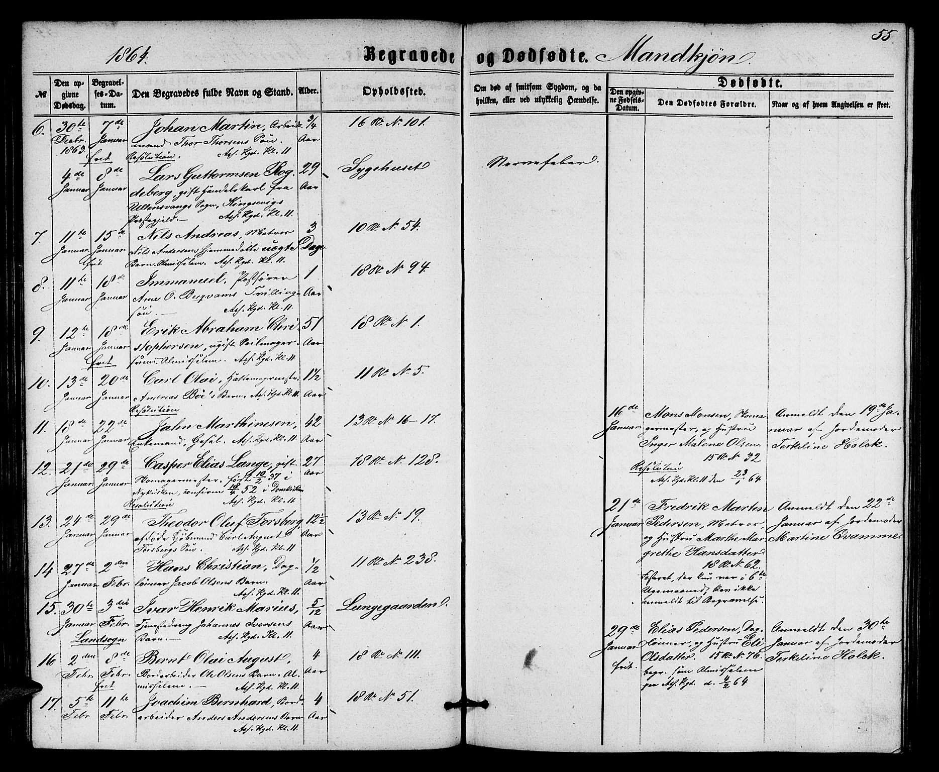 Domkirken sokneprestembete, AV/SAB-A-74801/H/Hab/L0039: Klokkerbok nr. E 3, 1860-1868, s. 55