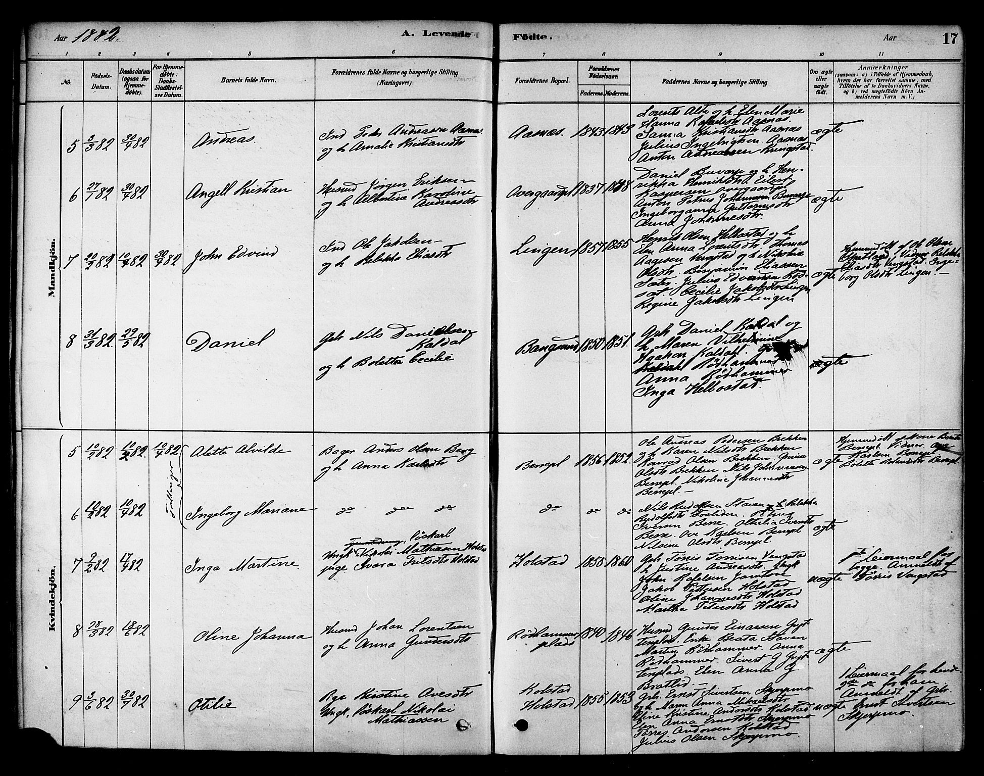 Ministerialprotokoller, klokkerbøker og fødselsregistre - Nord-Trøndelag, SAT/A-1458/742/L0408: Ministerialbok nr. 742A01, 1878-1890, s. 17