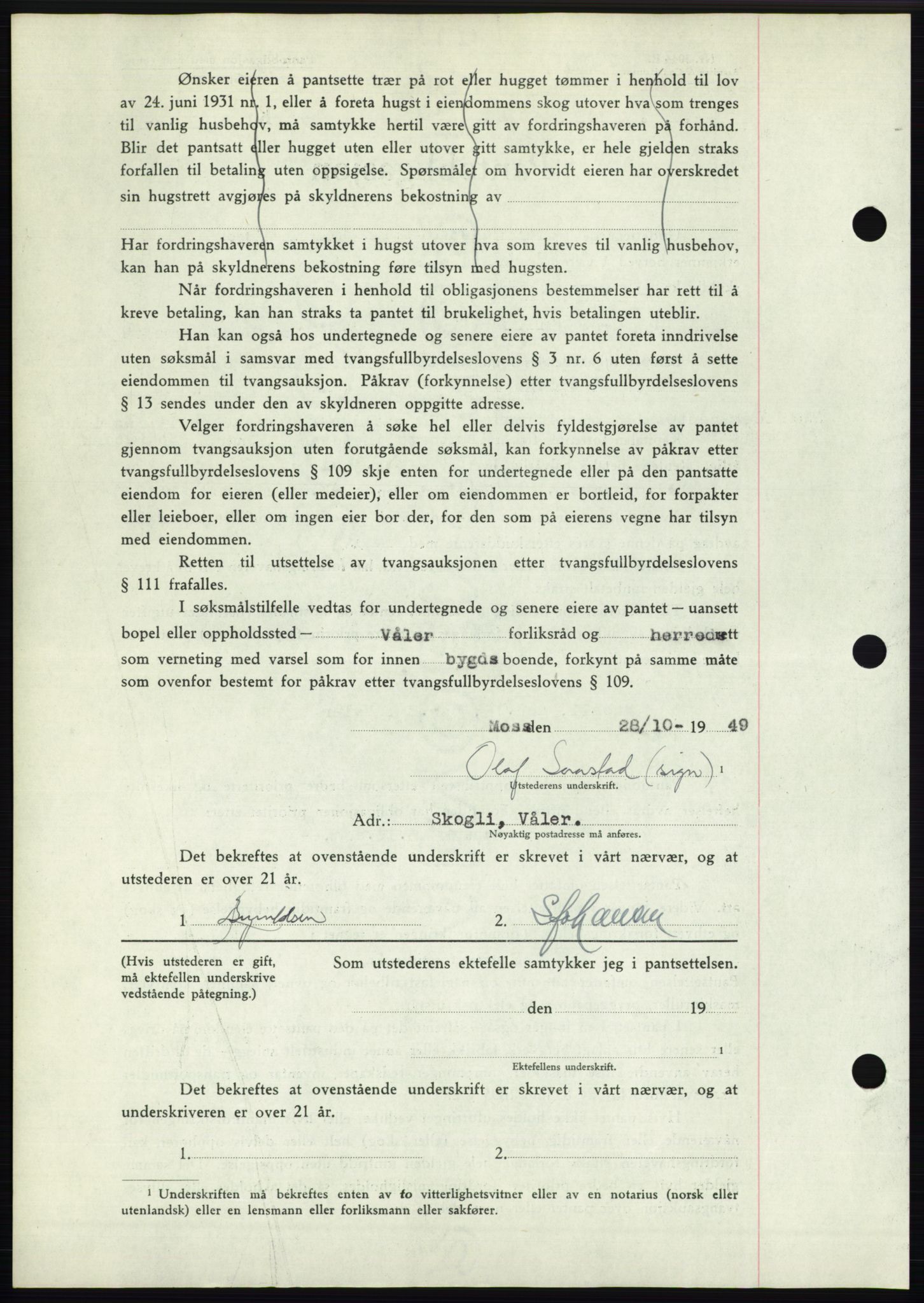 Moss sorenskriveri, SAO/A-10168: Pantebok nr. B23, 1949-1950, Dagboknr: 3322/1949