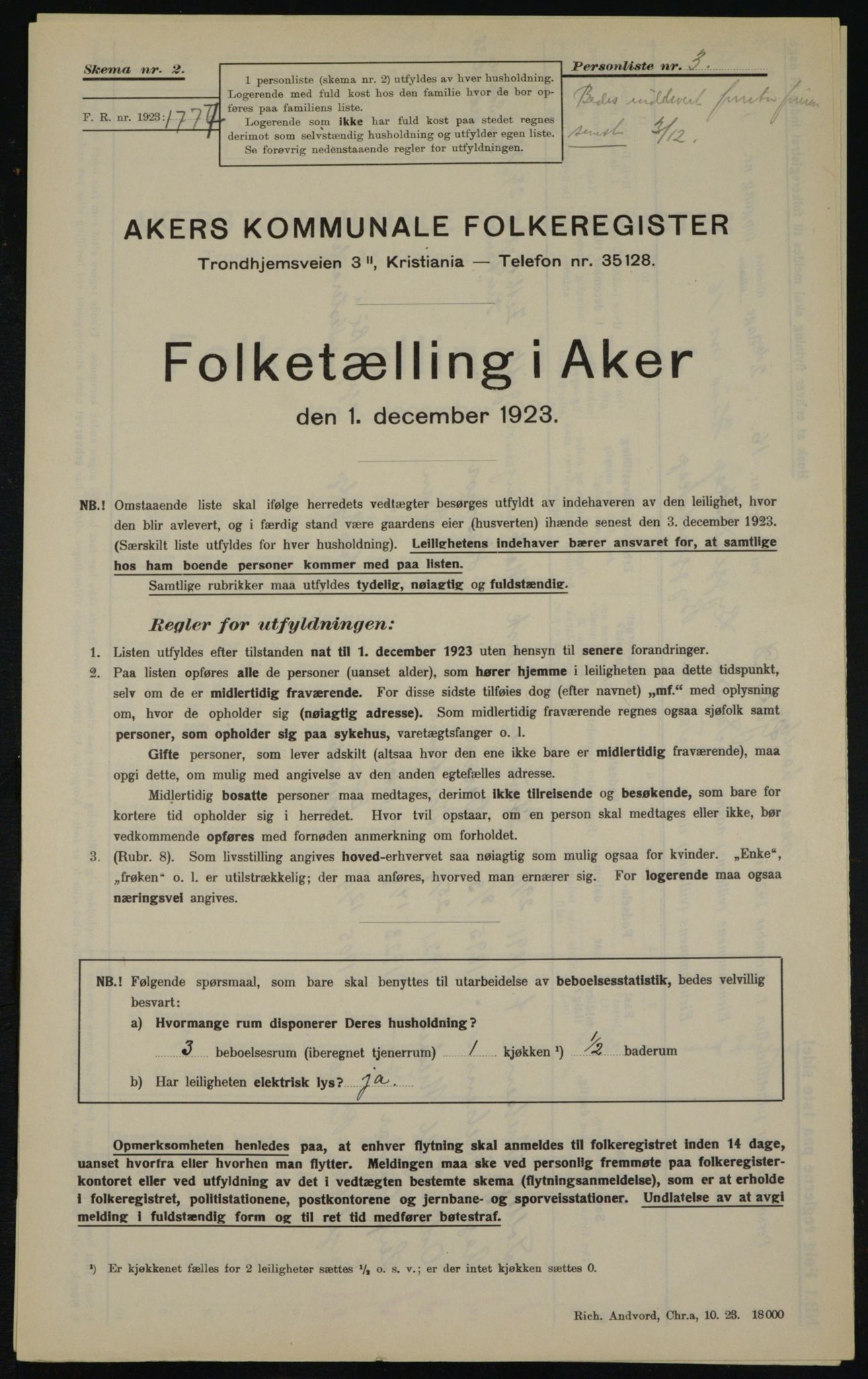 , Kommunal folketelling 1.12.1923 for Aker, 1923, s. 19305