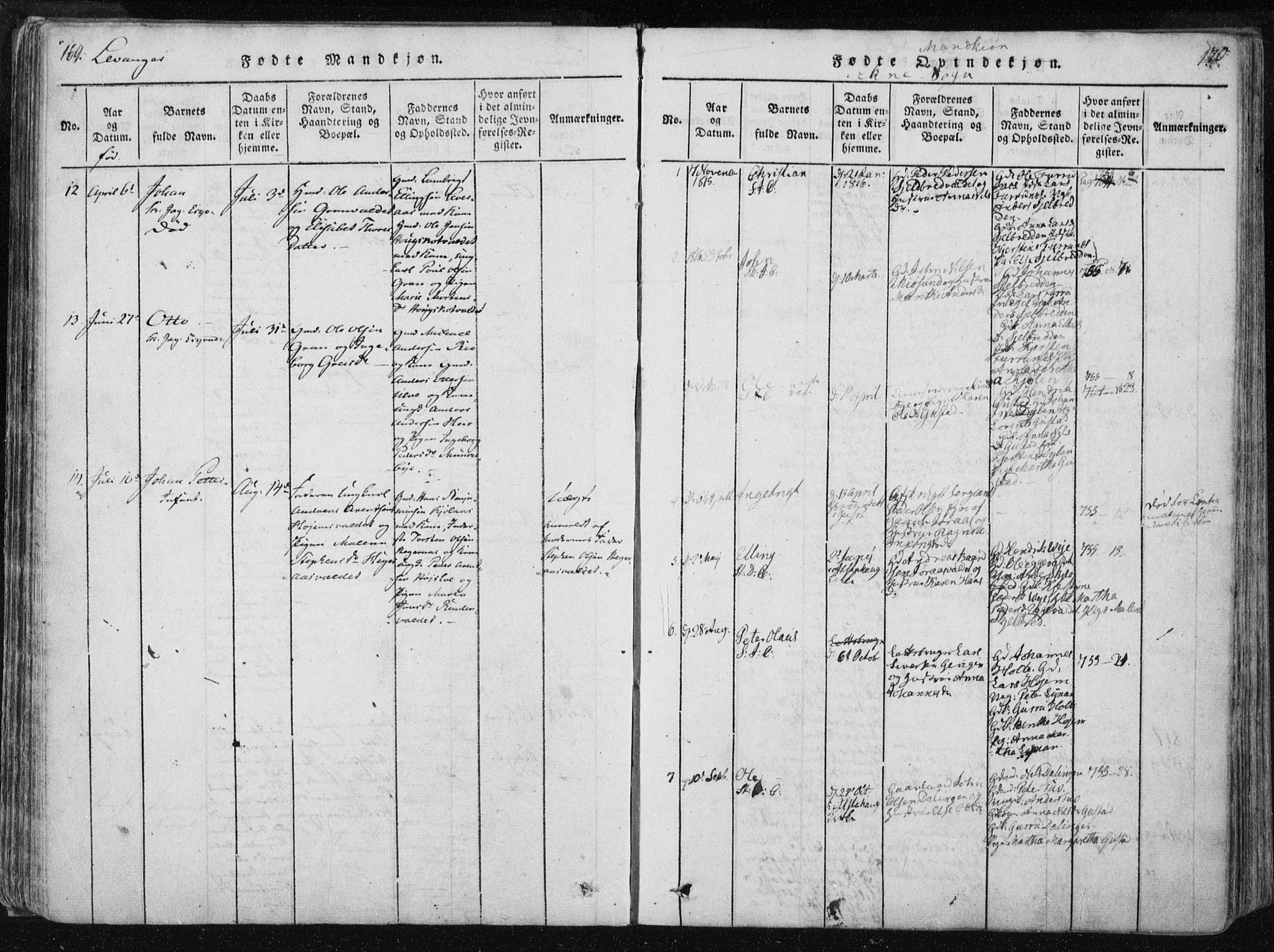 Ministerialprotokoller, klokkerbøker og fødselsregistre - Nord-Trøndelag, SAT/A-1458/717/L0148: Ministerialbok nr. 717A04 /2, 1816-1825, s. 169-170
