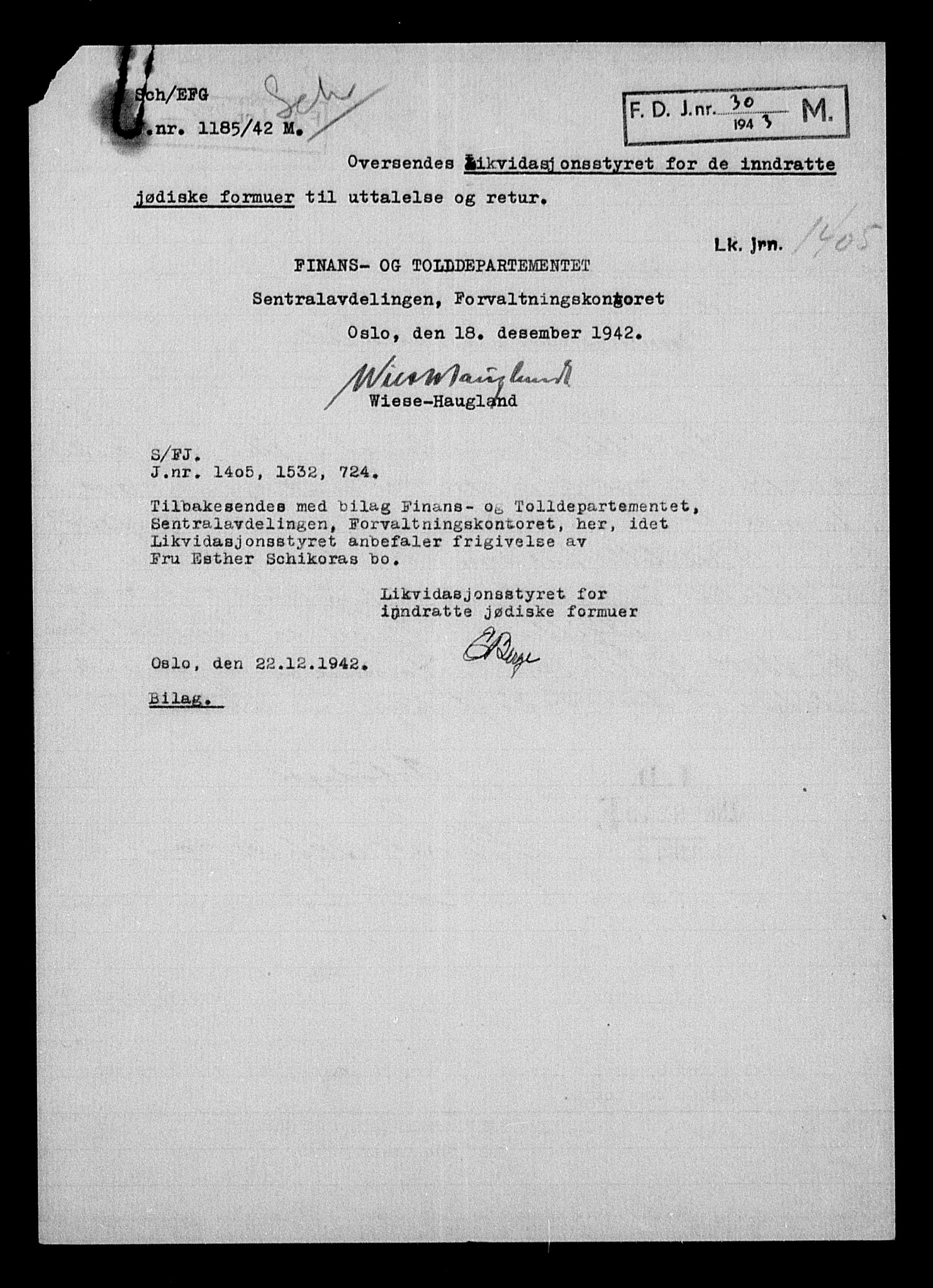 Justisdepartementet, Tilbakeføringskontoret for inndratte formuer, AV/RA-S-1564/H/Hc/Hcc/L0979: --, 1945-1947, s. 27