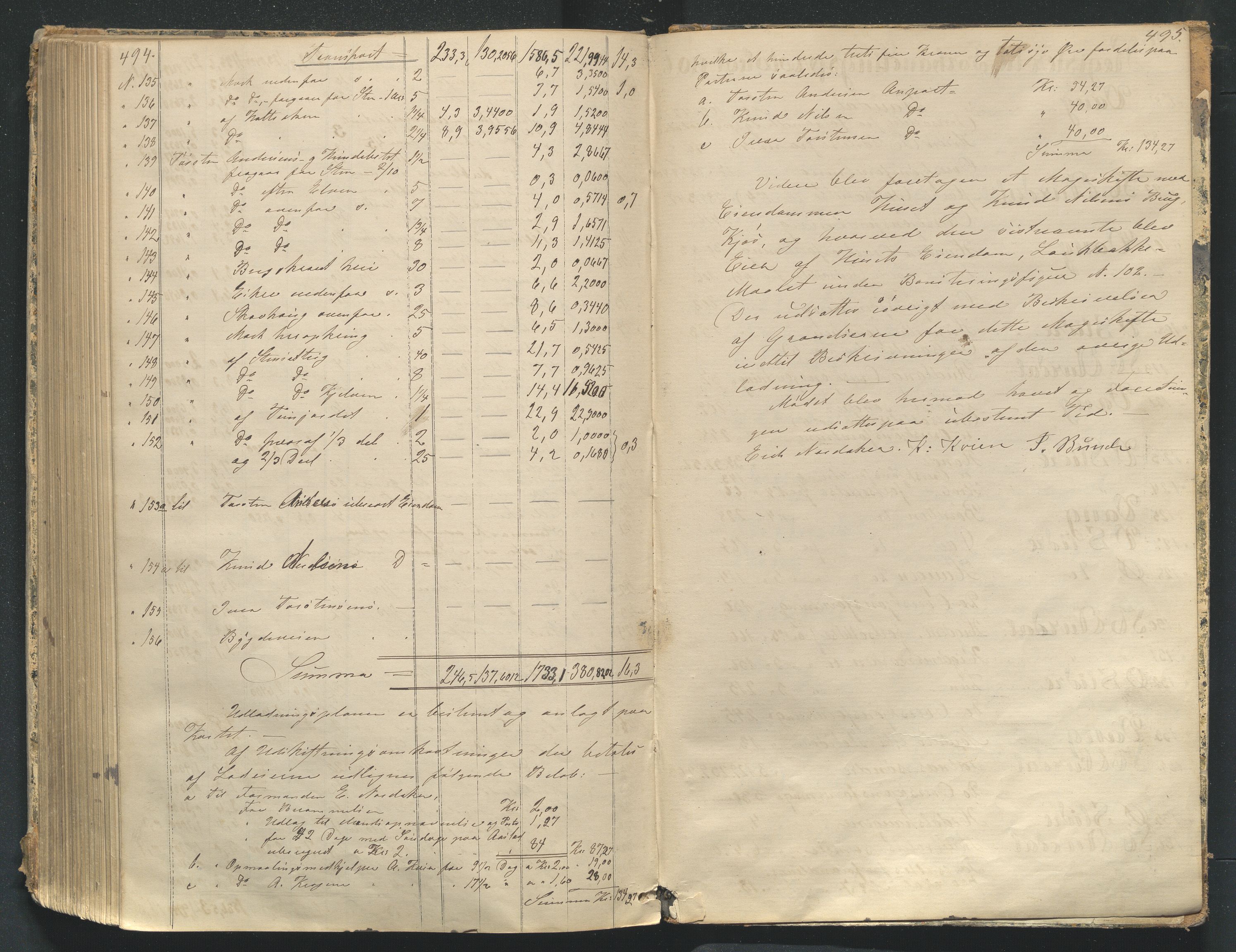 Utskiftningsformannen i Oppland fylke, AV/SAH-JORDSKIFTEO-001/H/Ha/Hag/L0003/0002: Forhandlingsprotokoller / Forhandlingsprotokoll - Valdres, 1875-1884, s. 494-495