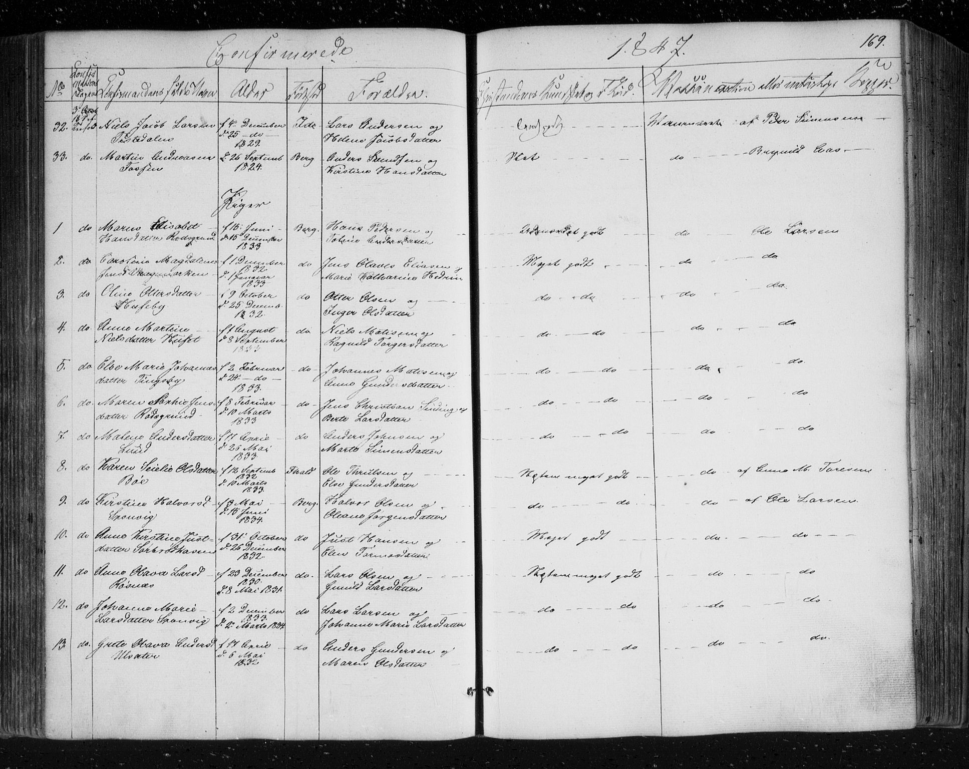 Berg prestekontor Kirkebøker, AV/SAO-A-10902/F/Fa/L0004: Ministerialbok nr. I 4, 1843-1860, s. 169