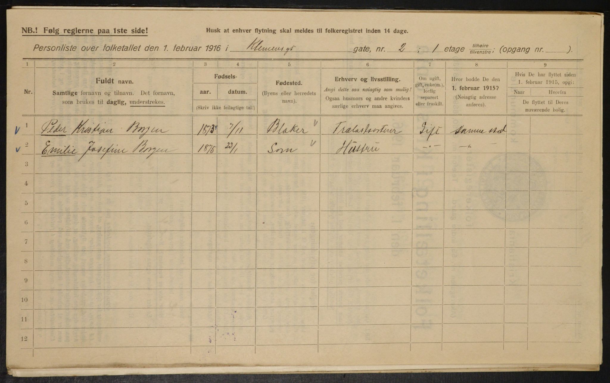 OBA, Kommunal folketelling 1.2.1916 for Kristiania, 1916, s. 12855