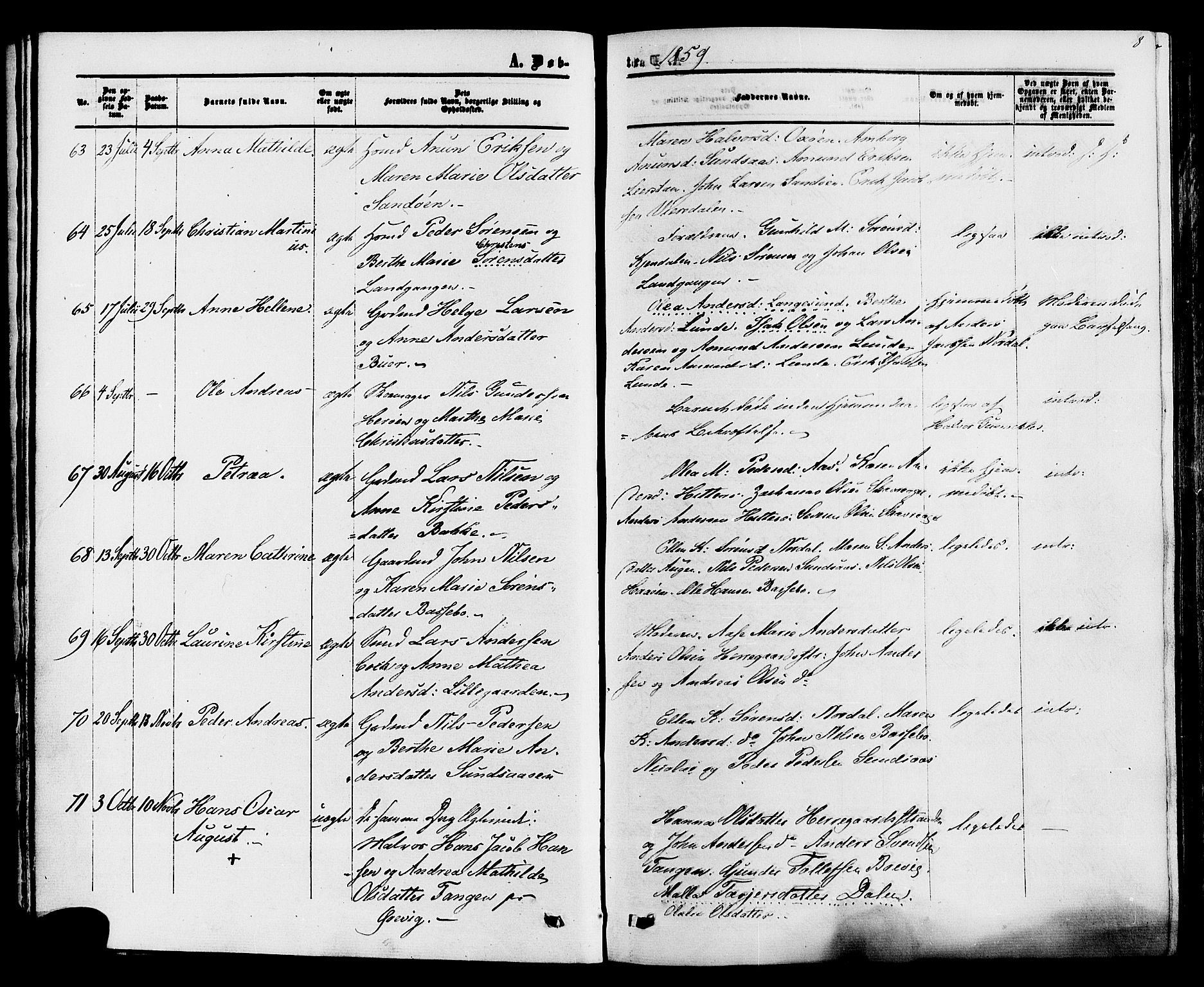 Eidanger kirkebøker, AV/SAKO-A-261/F/Fa/L0010: Ministerialbok nr. 10, 1859-1874, s. 8