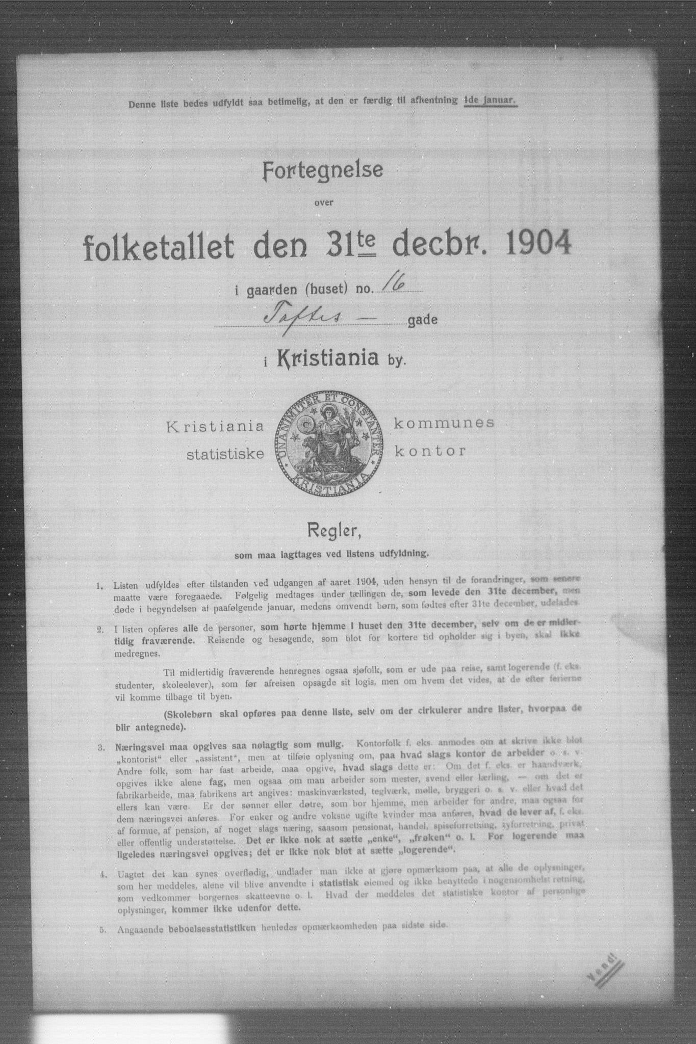 OBA, Kommunal folketelling 31.12.1904 for Kristiania kjøpstad, 1904, s. 21105