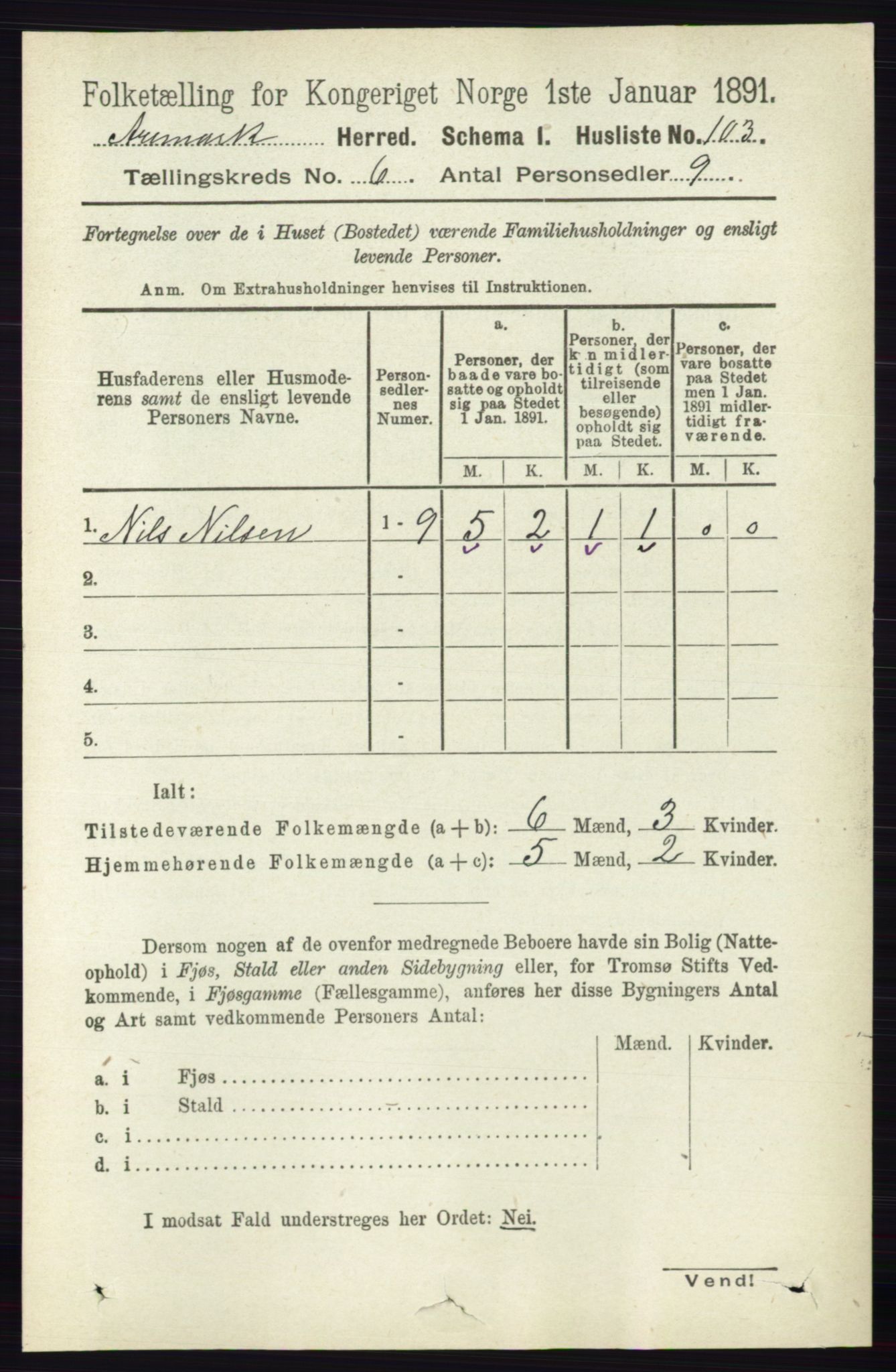 RA, Folketelling 1891 for 0118 Aremark herred, 1891, s. 3105