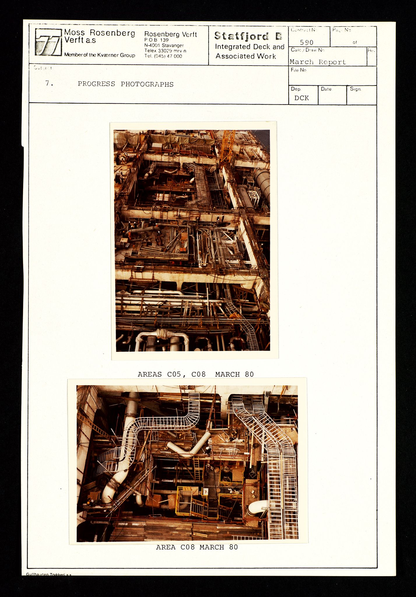 Pa 1400 - Moss Rosenberg Verft A/S, SAST/A-101696/E/Eb/Ebg/L0001: Statfjord B: Deck og offshore, 1979-1982, s. 24