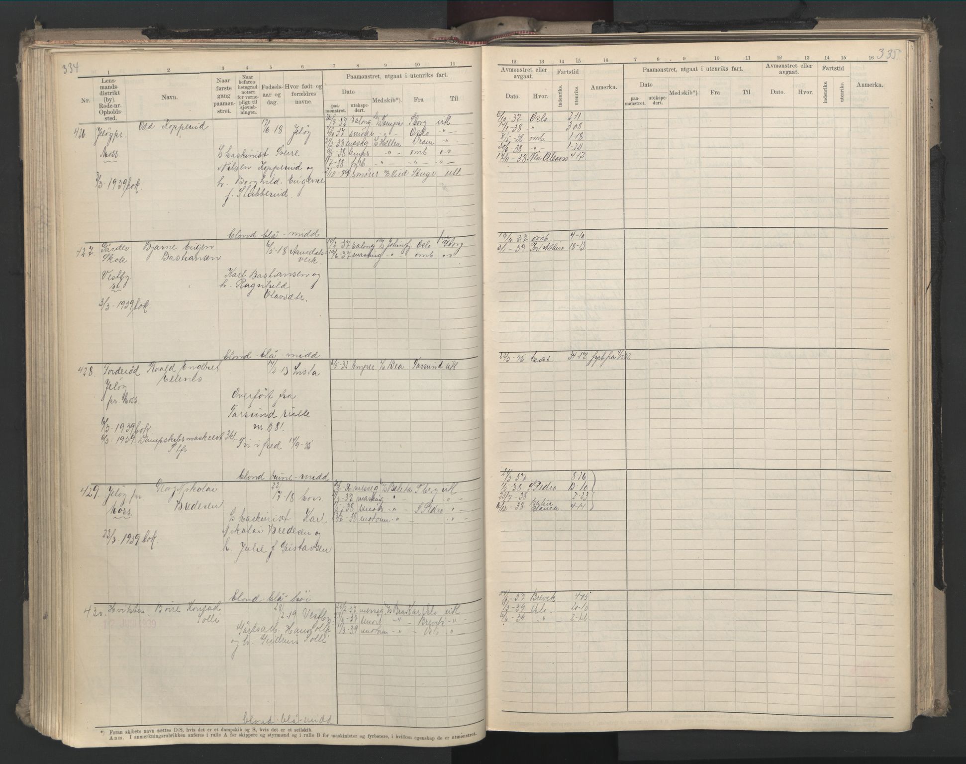 Oslo sjømannskontor, AV/SAO-A-10595/F/Fd/L0008: B-rulle, 1914, s. 334-335