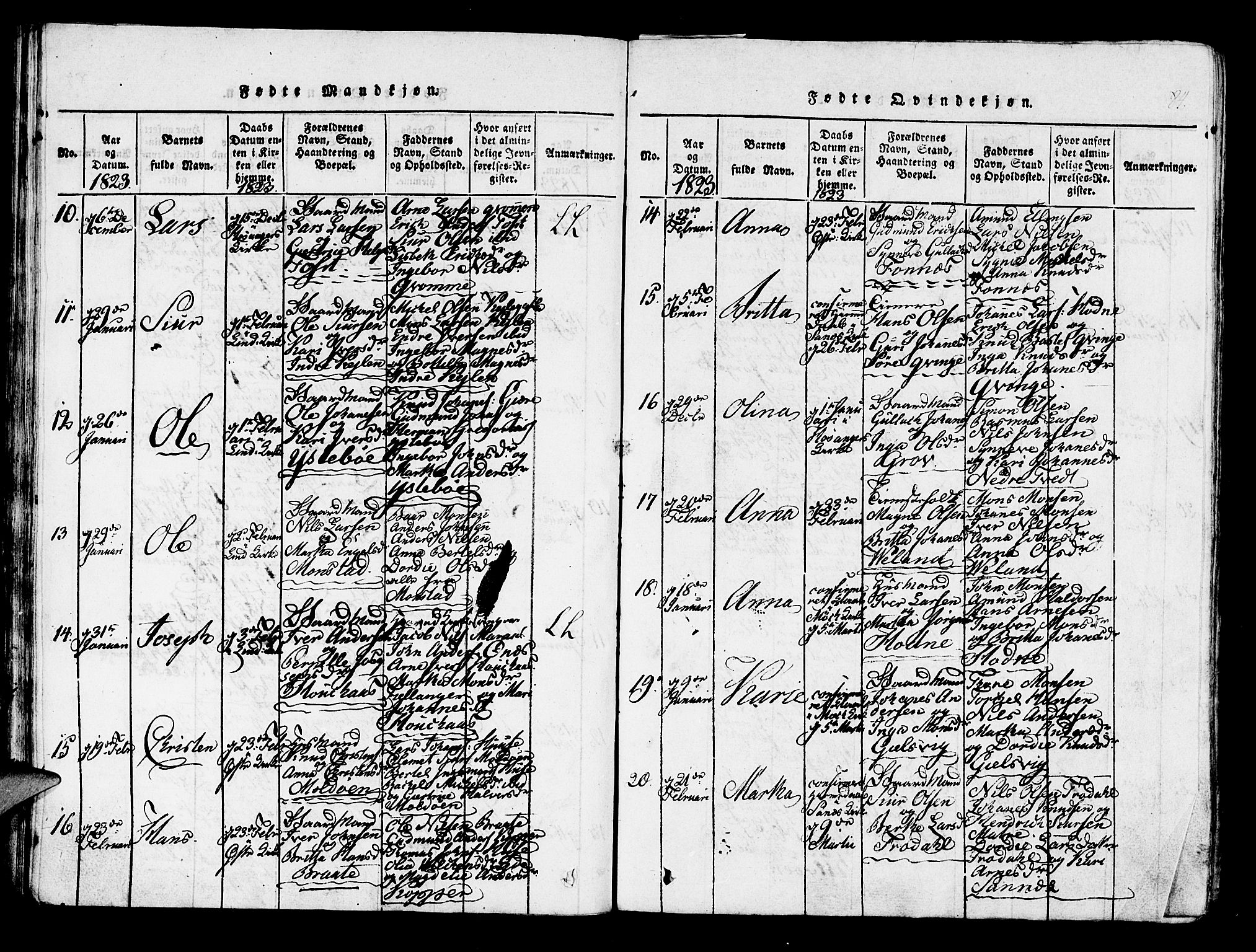 Lindås Sokneprestembete, AV/SAB-A-76701/H/Haa/Haaa/L0007: Ministerialbok nr. A 7, 1816-1823, s. 84