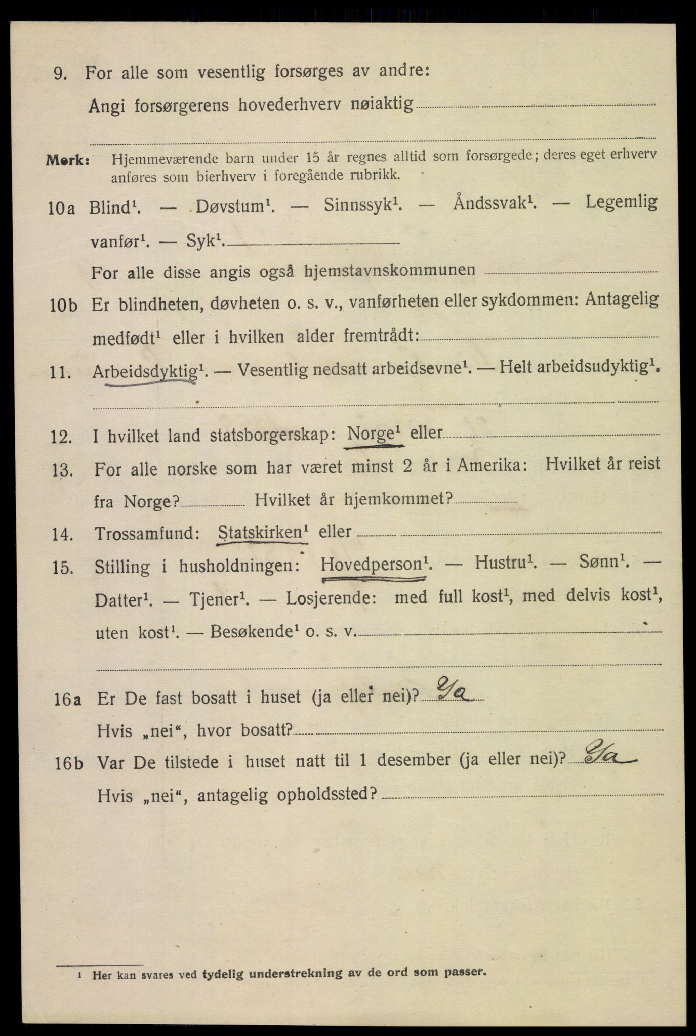 SAK, Folketelling 1920 for 1002 Mandal ladested, 1920, s. 7242