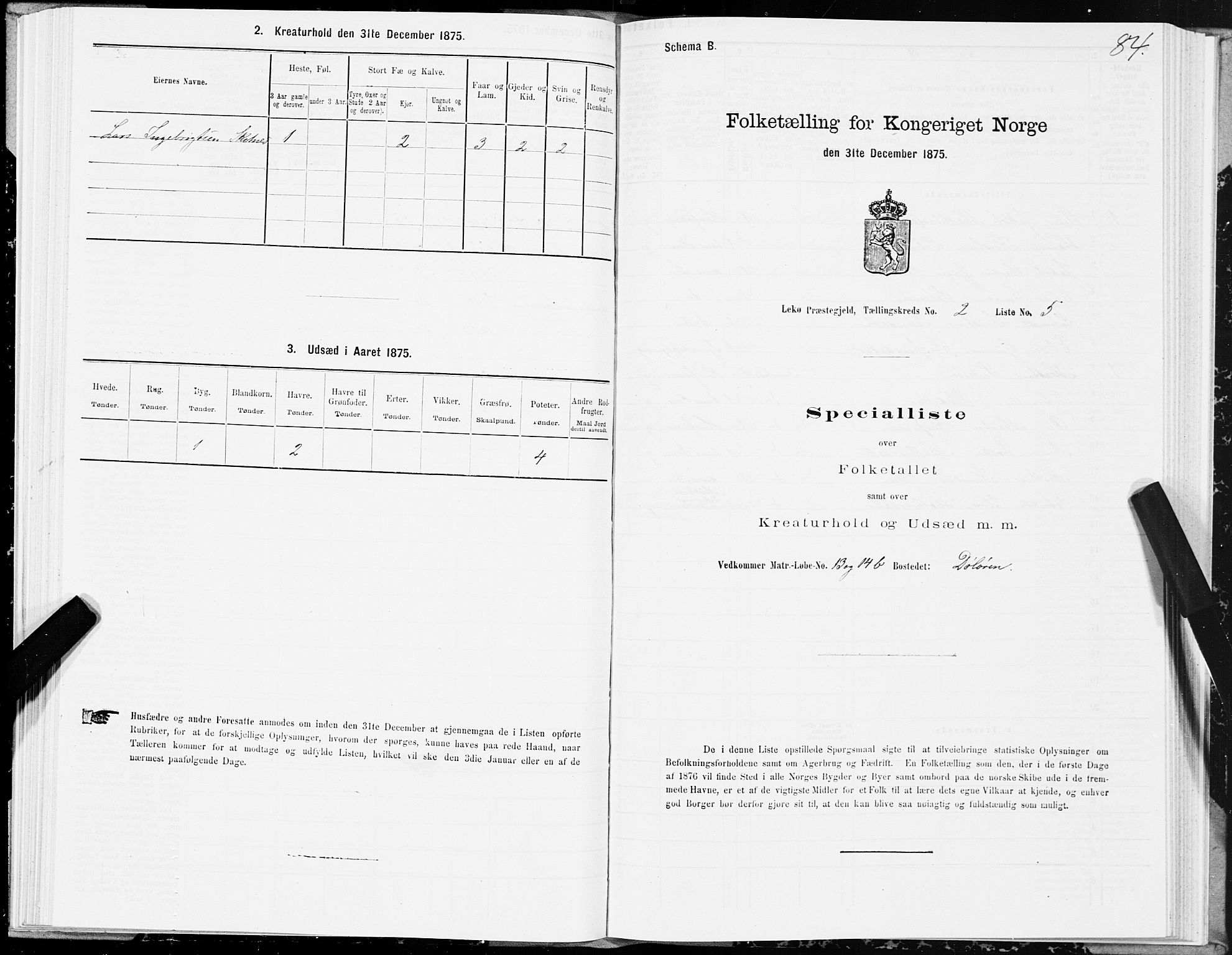 SAT, Folketelling 1875 for 1755P Leka prestegjeld, 1875, s. 1084